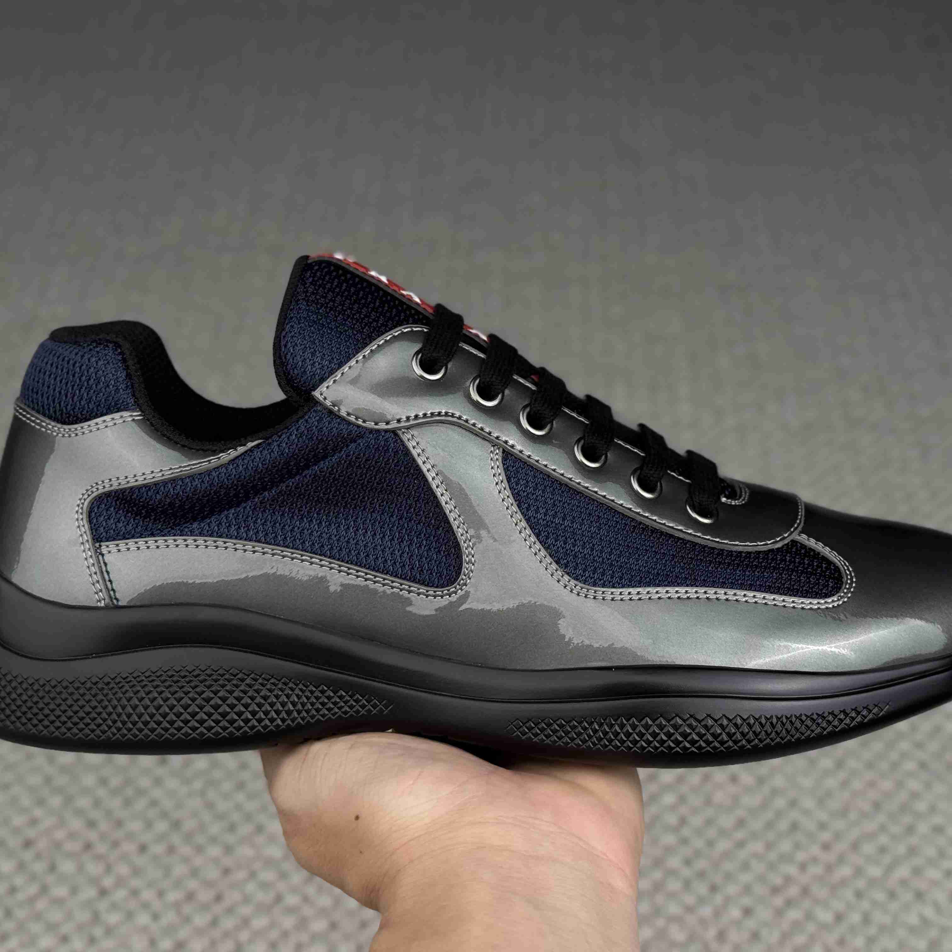 Prada America's Cup Metallic Leather And Bike Fabric Sneakers（upon uk size） - DesignerGu