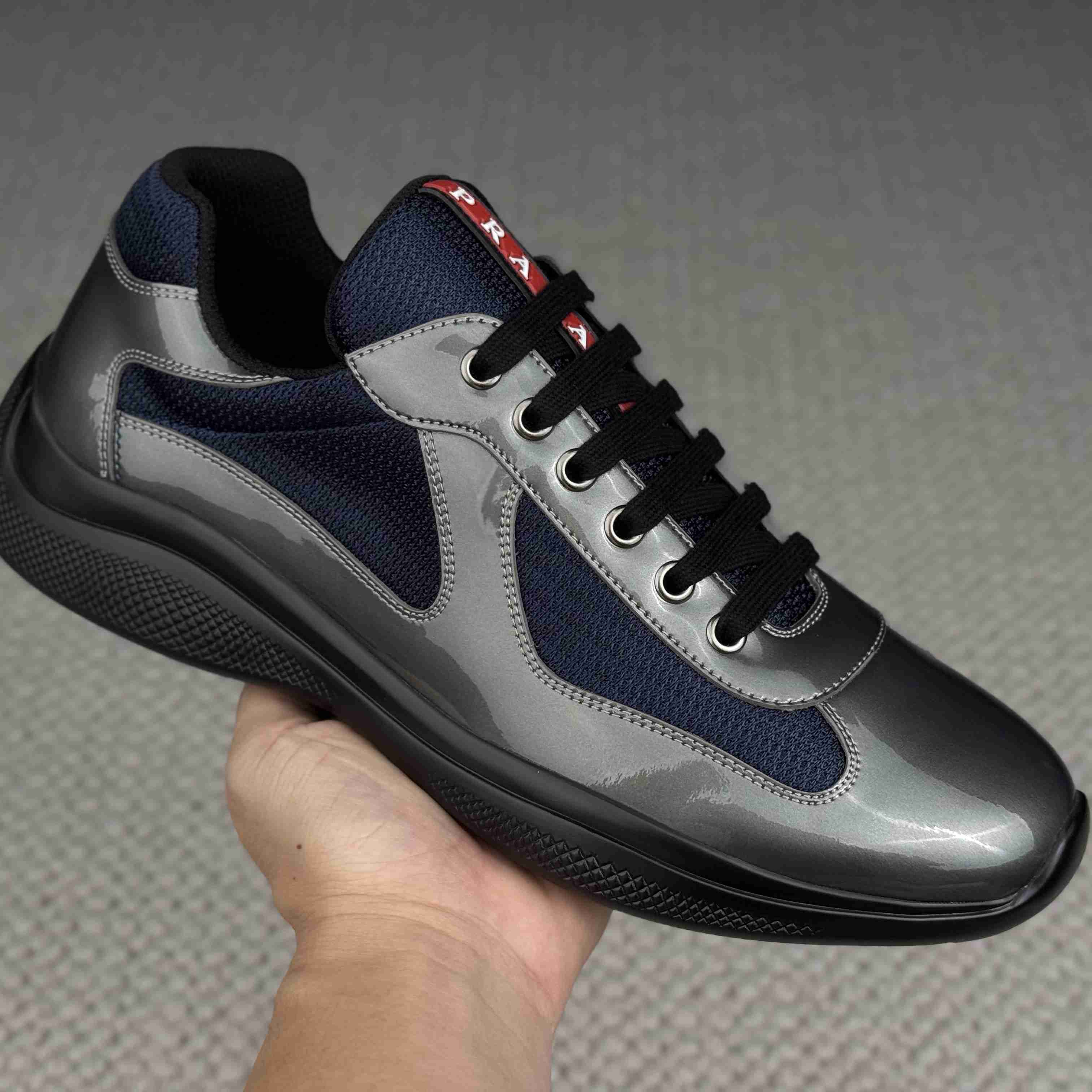 Prada America's Cup Metallic Leather And Bike Fabric Sneakers（upon uk size） - DesignerGu