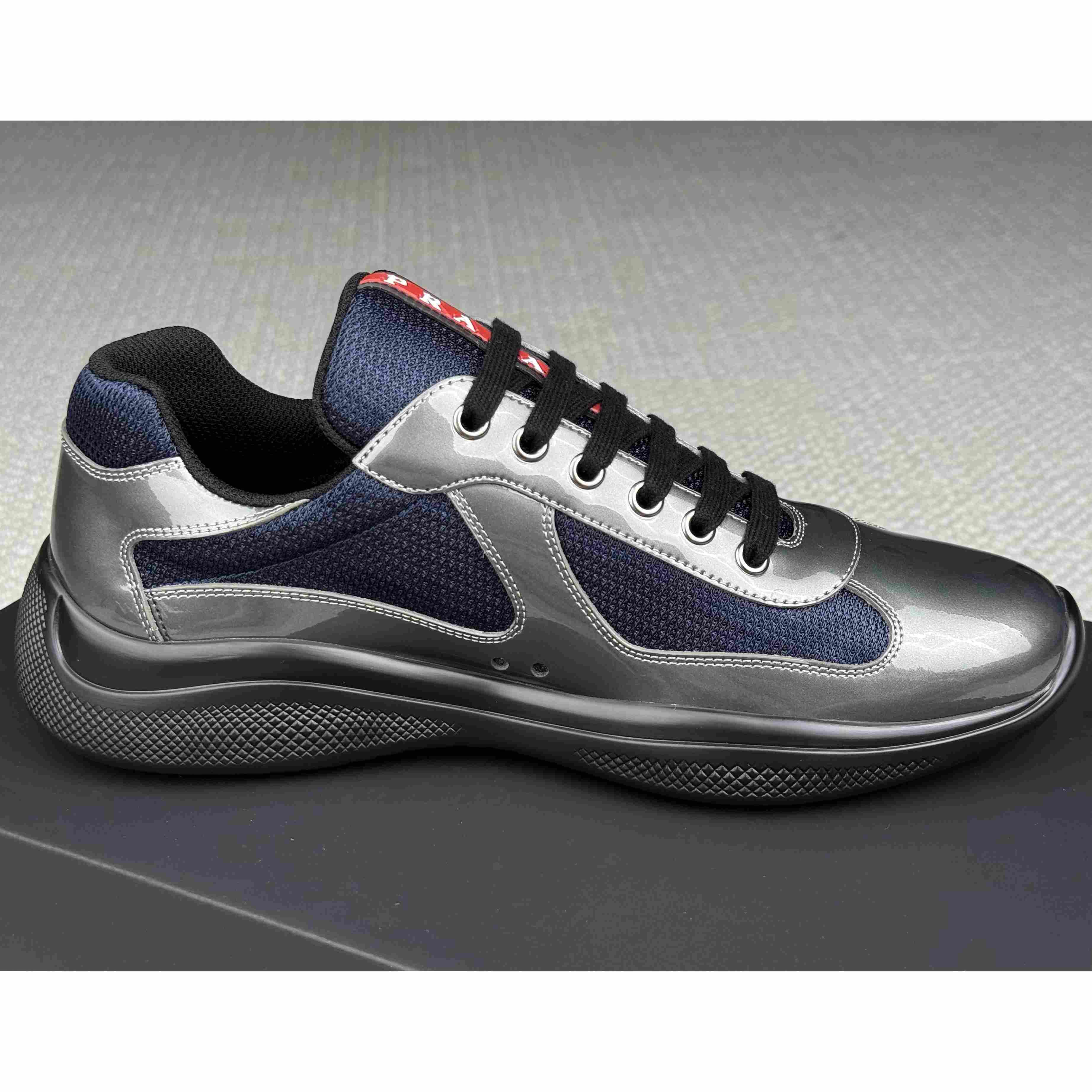 Prada America's Cup Metallic Leather And Bike Fabric Sneakers（upon uk size） - DesignerGu