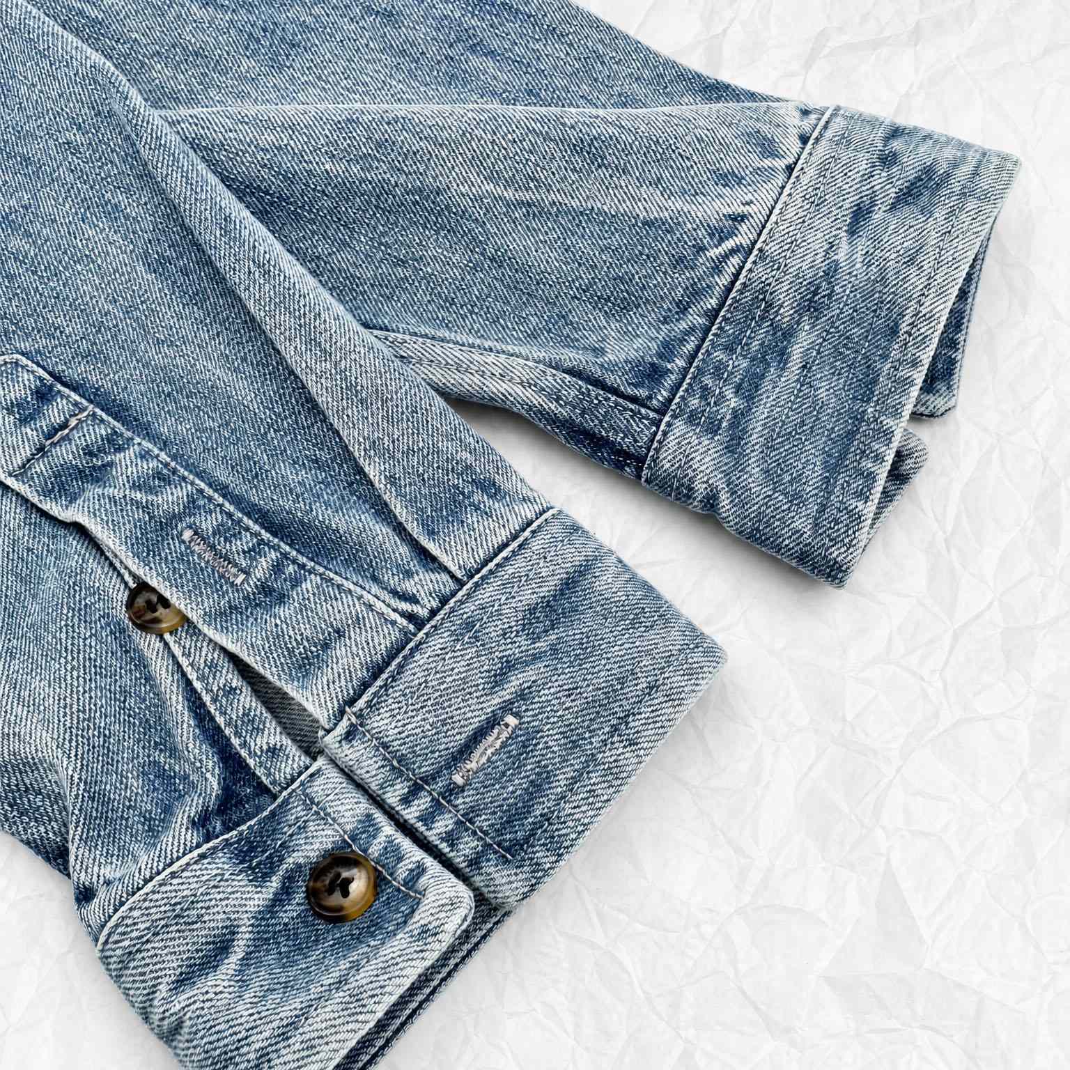 Saint Laurent Cassandre Overshirt In Trouville Beach Blue Denim - DesignerGu