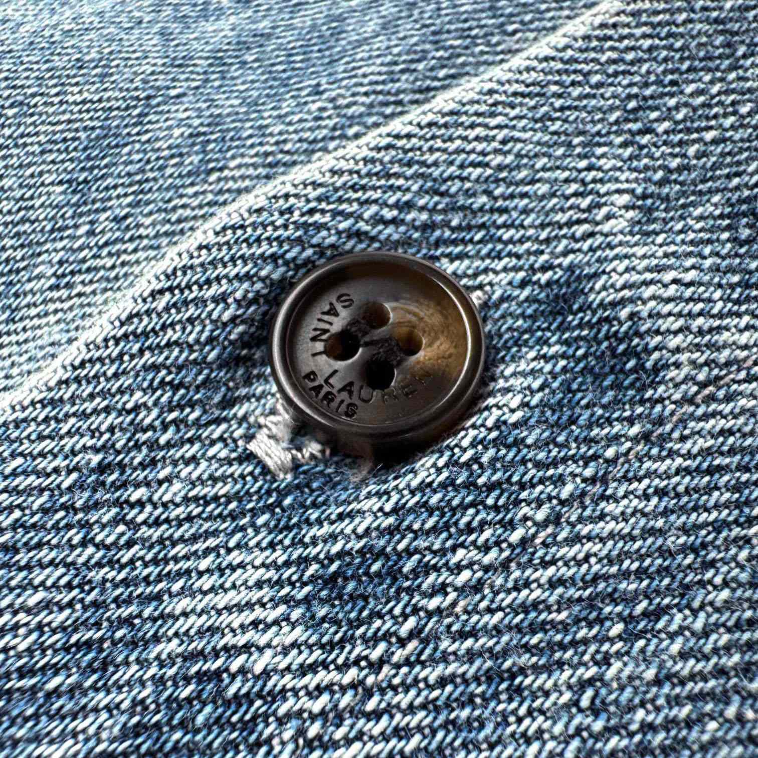 Saint Laurent Cassandre Overshirt In Trouville Beach Blue Denim - DesignerGu