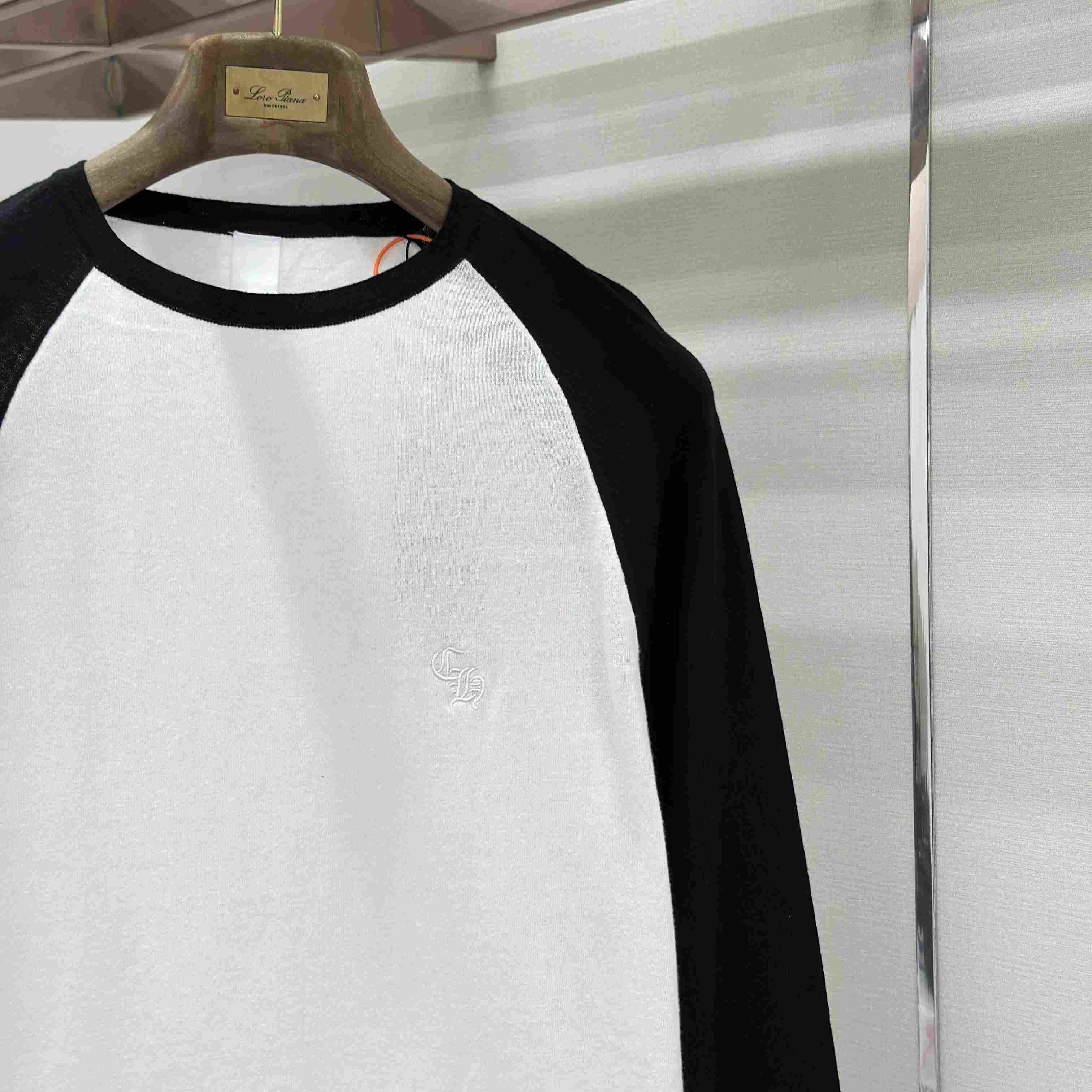 Chrome Hearts Cross Patch Embroidered Silk Raglan Black&White Long Sleeve Tee - DesignerGu