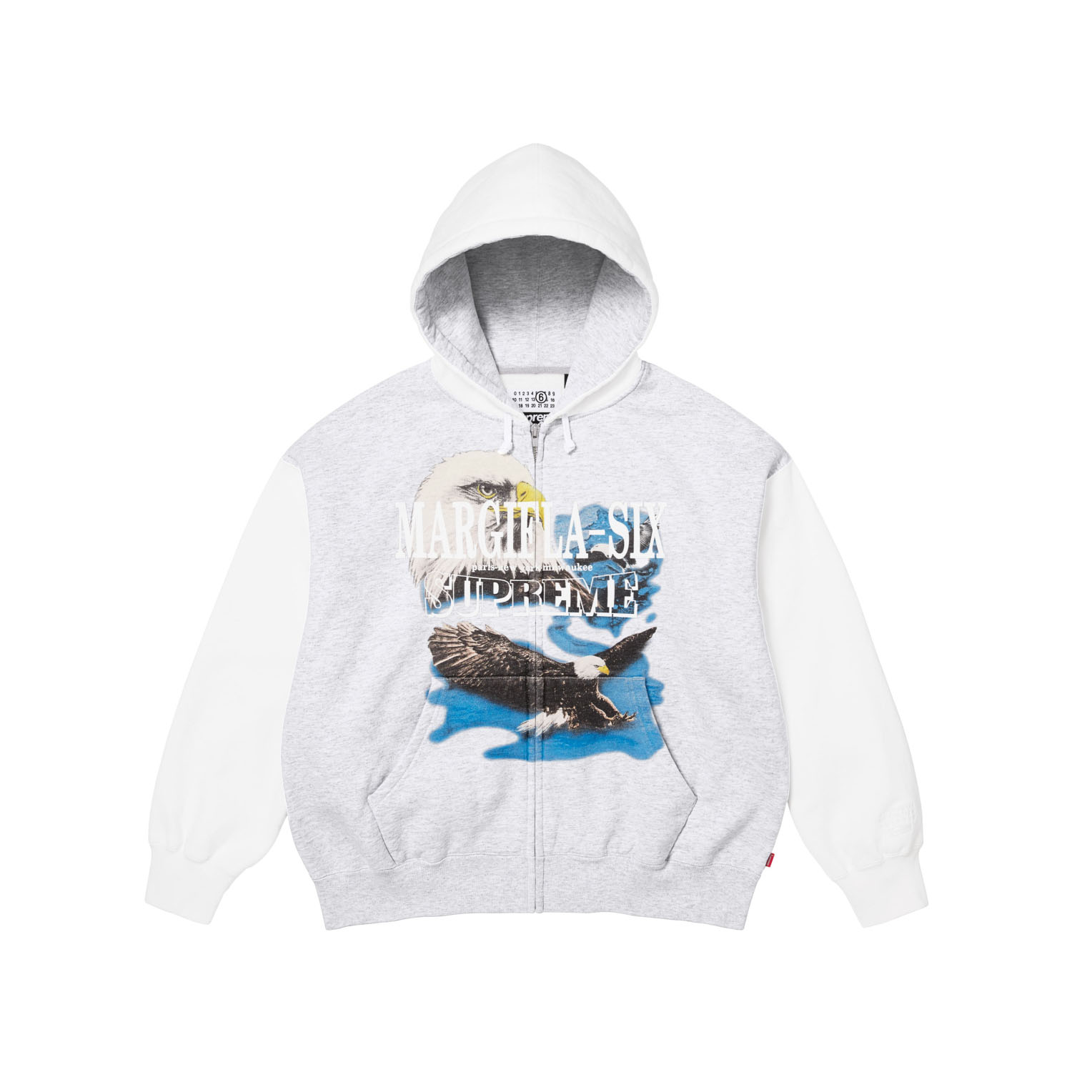 Supreme x MM6 Maison Margiela Eagle Zip Up Hooded Sweatshirt 'Ash Grey' - DesignerGu