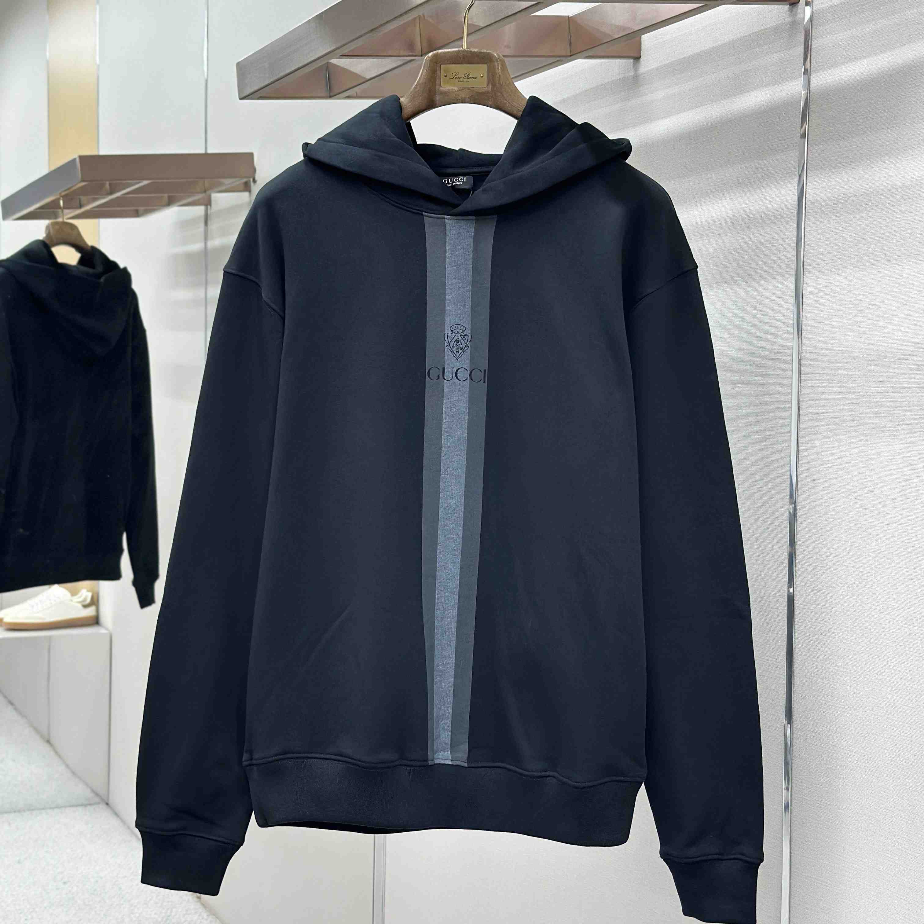 Gucci  Cotton Hooded Sweatshirt With Muted Web - DesignerGu
