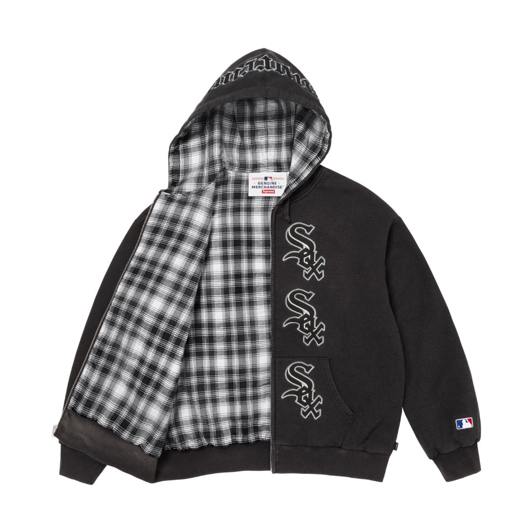 Supreme x Chicago White Sox Zip Up Hooded Sweatshirt 'Black' - DesignerGu