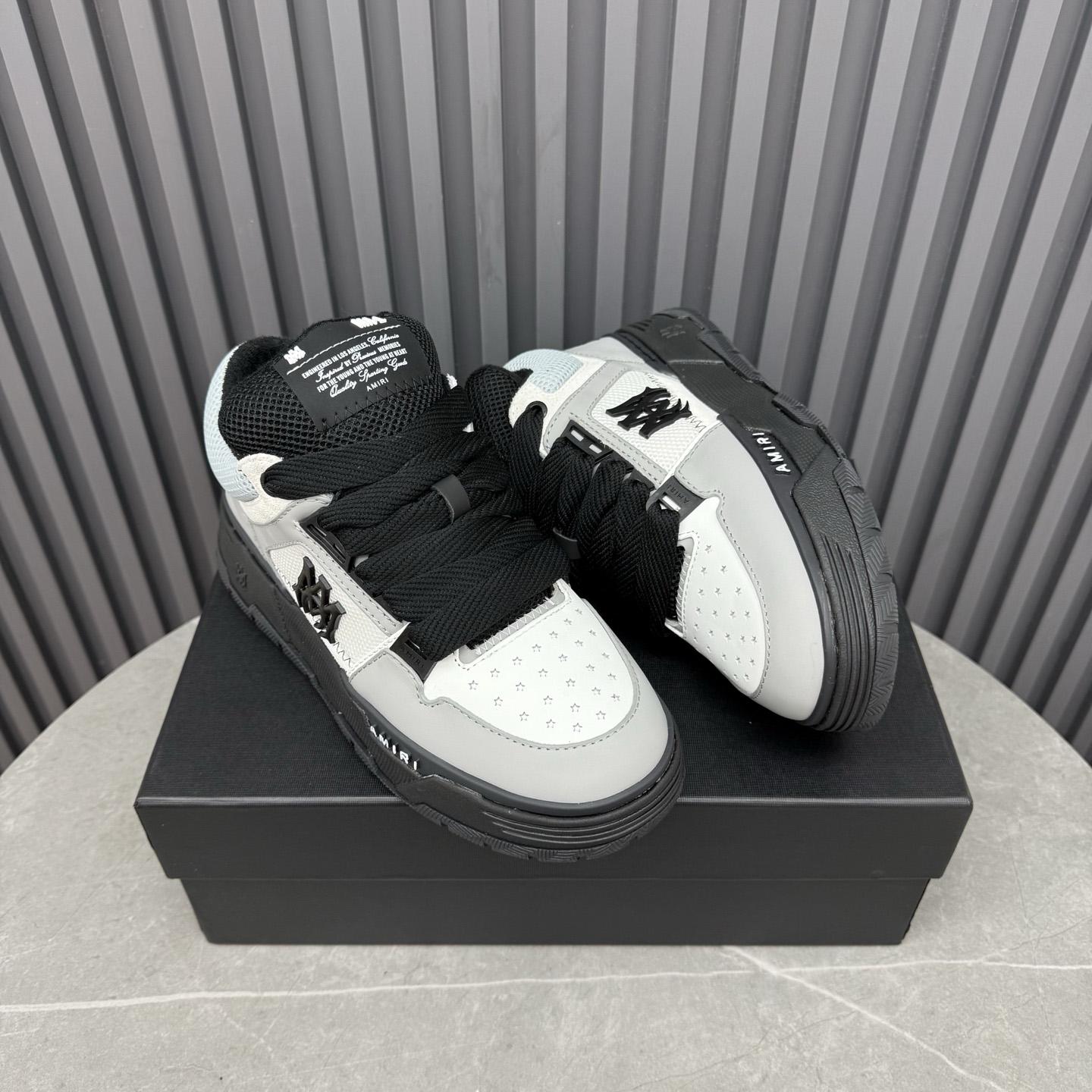 Amiri White & Gray MA Patch MA-1 Sneakers - DesignerGu