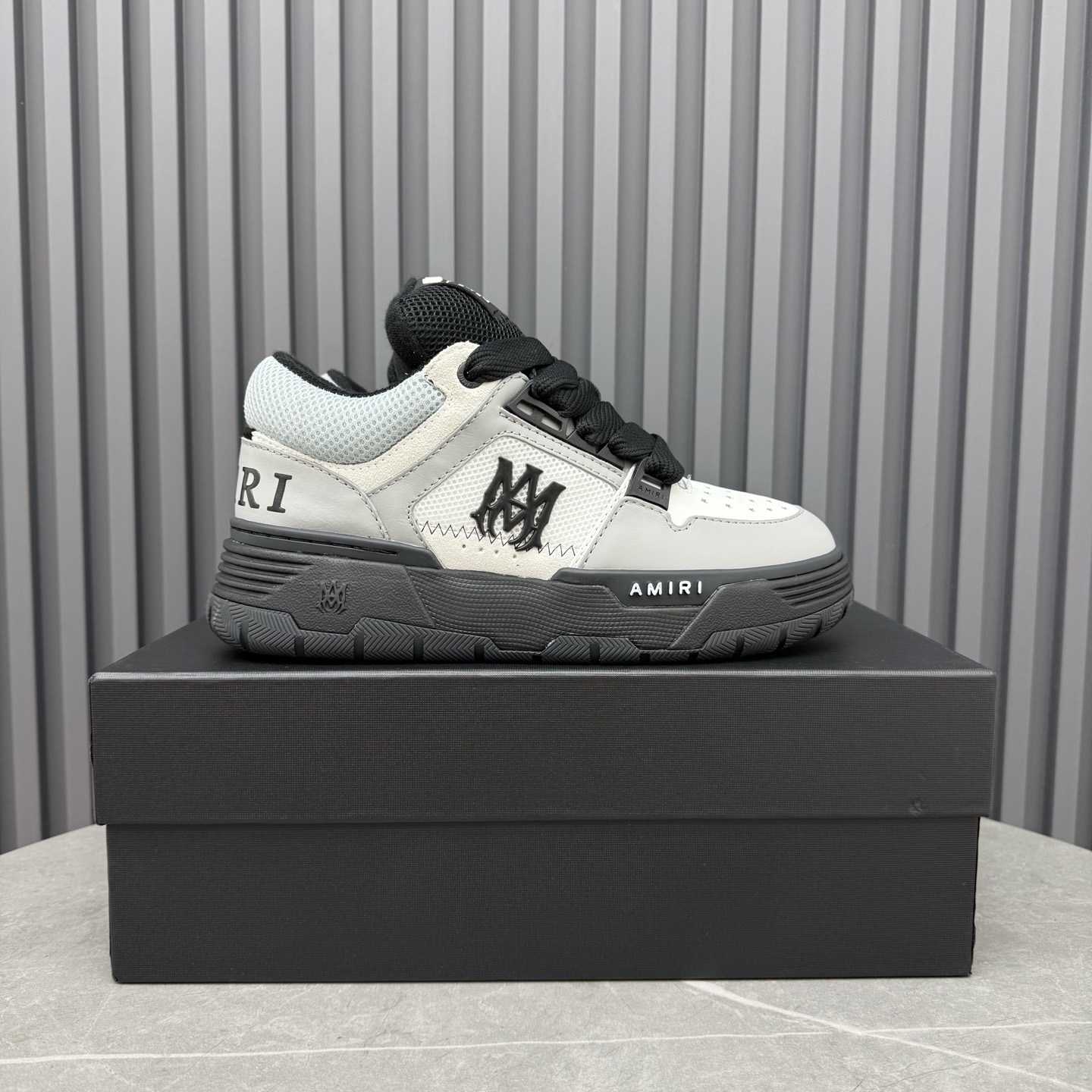 Amiri White & Gray MA Patch MA-1 Sneakers - DesignerGu