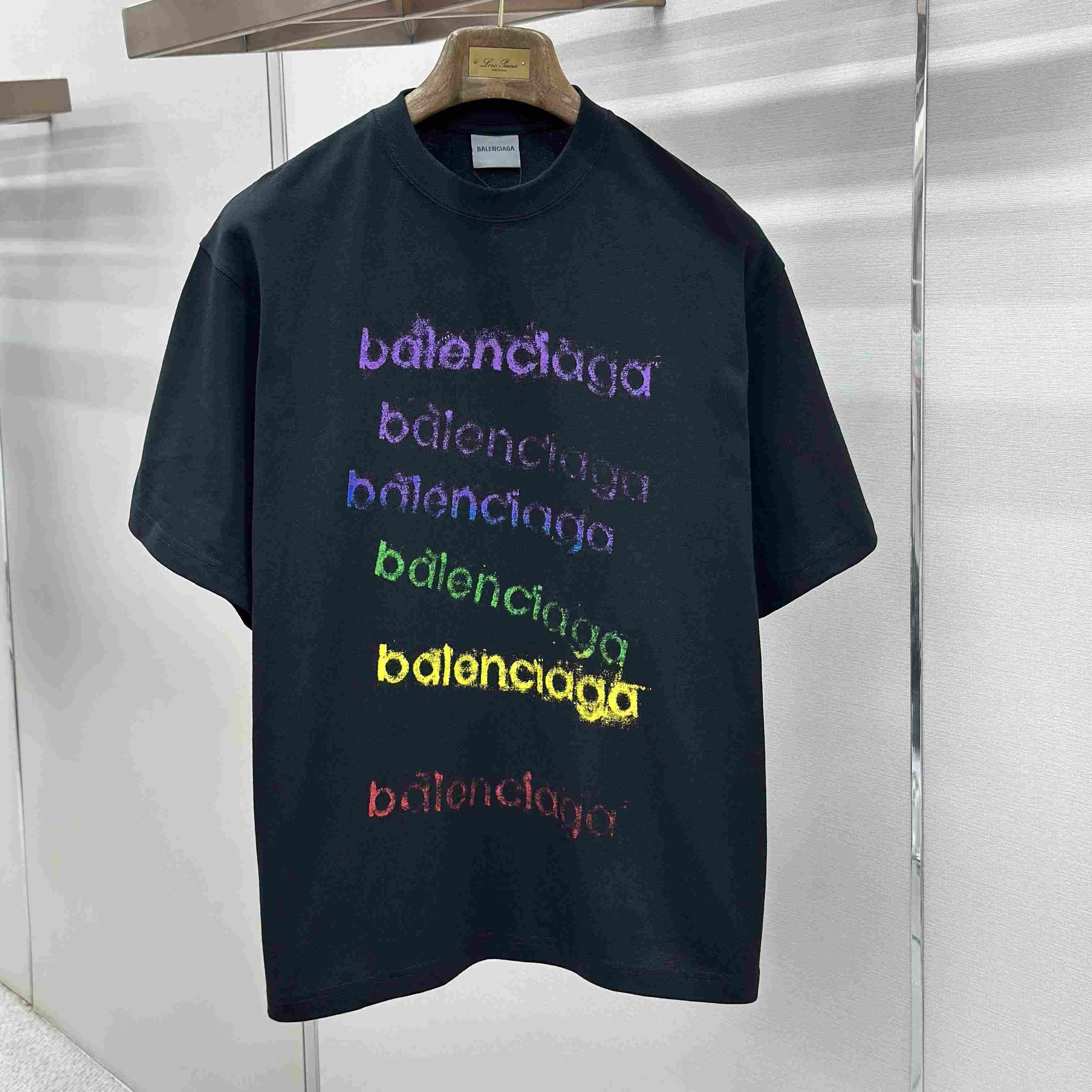 Balenciaga Logo Cotton Jersey T-shirt  - DesignerGu
