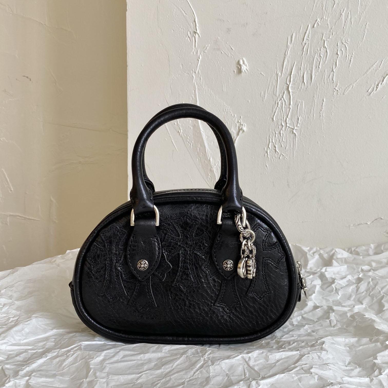 Chrome Hearts Leather Cross Patch Black  Gym Bag - DesignerGu