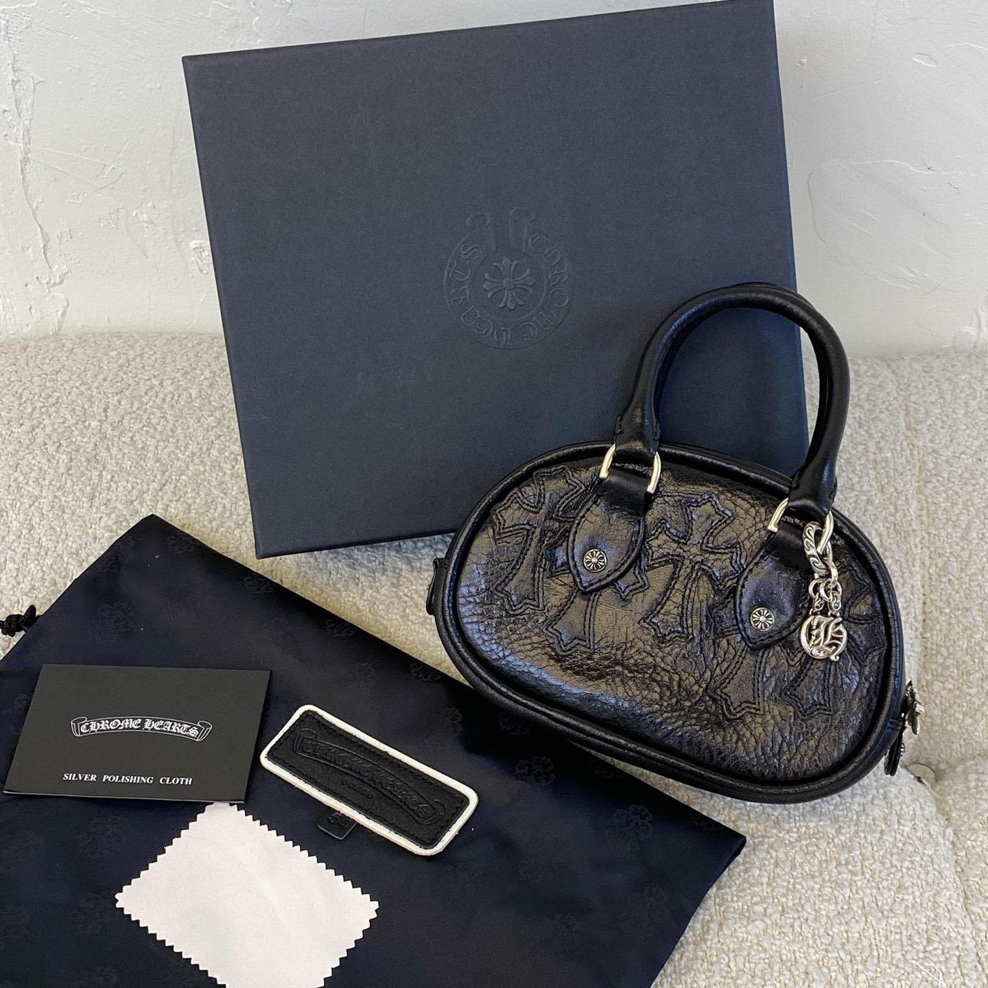 Chrome Hearts Leather Cross Patch Black  Gym Bag - DesignerGu
