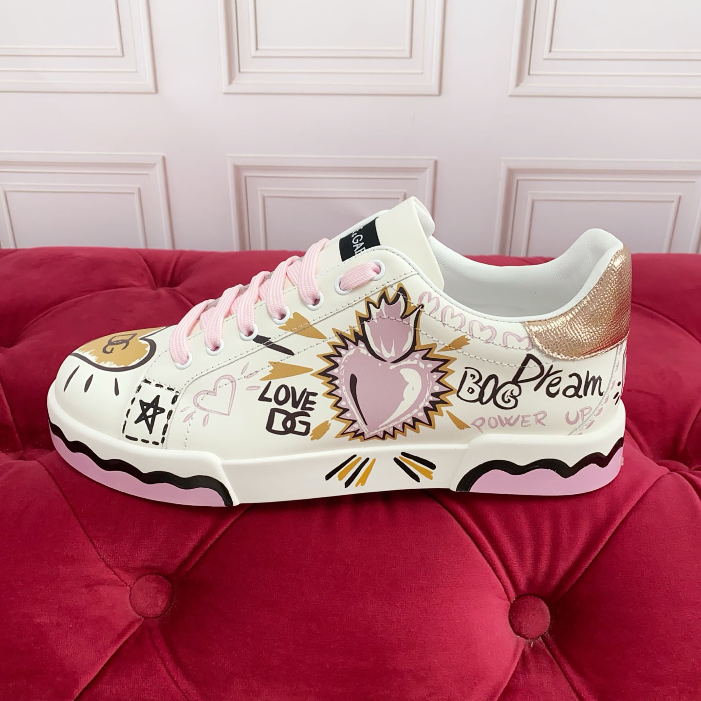 Dolce & Gabbana Portofino Doodle Leather Low-Top Sneakers - DesignerGu