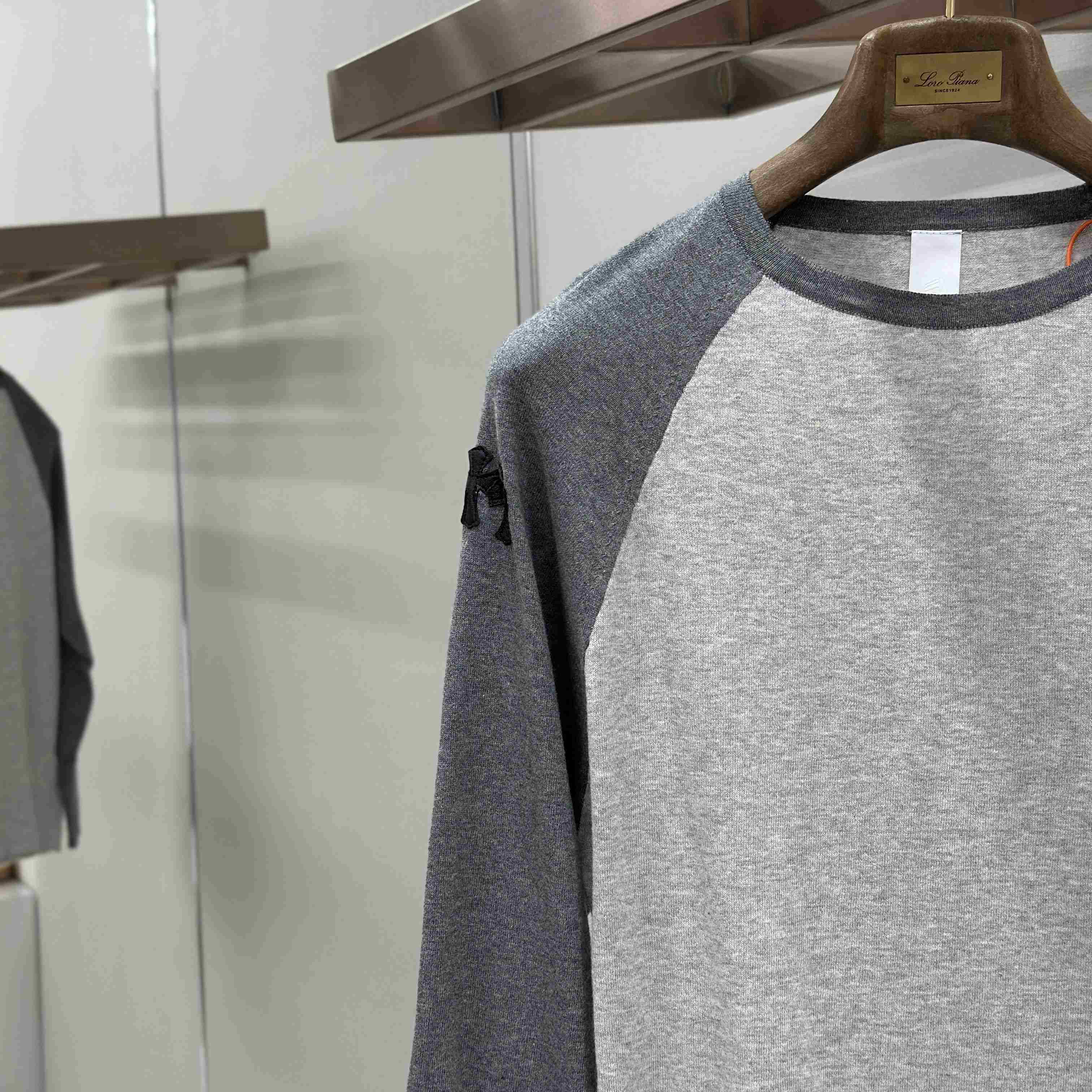 Chrome Hearts Cross Patch Embroidered Silk Raglan Grey Long Sleeve Tee - DesignerGu