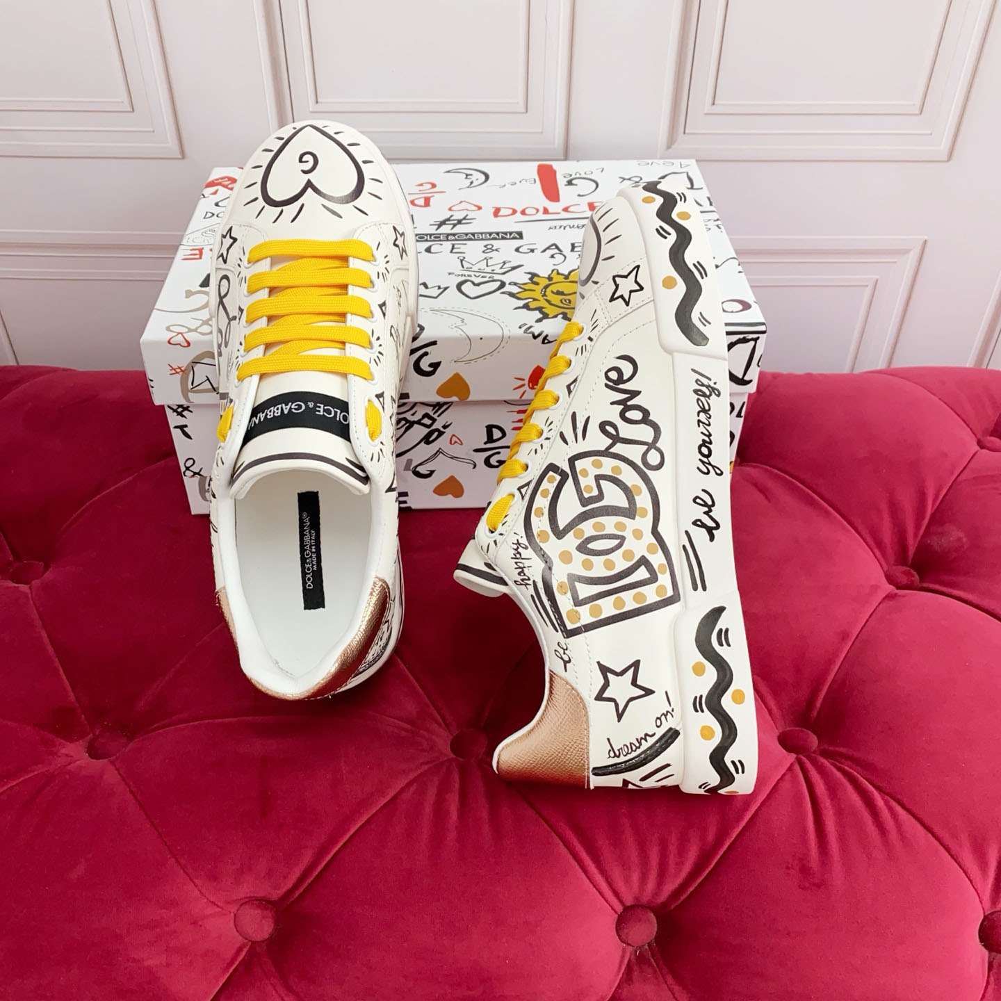 Dolce & Gabbana Calfskin Portofino Sneakers - DesignerGu