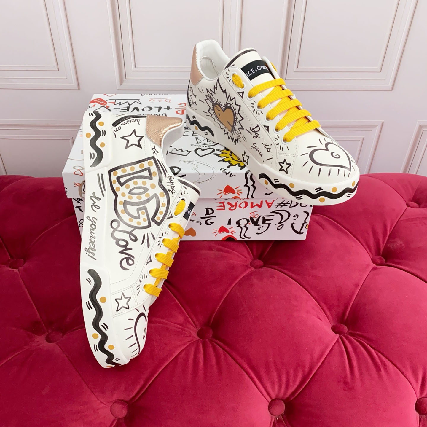 Dolce & Gabbana Calfskin Portofino Sneakers - DesignerGu
