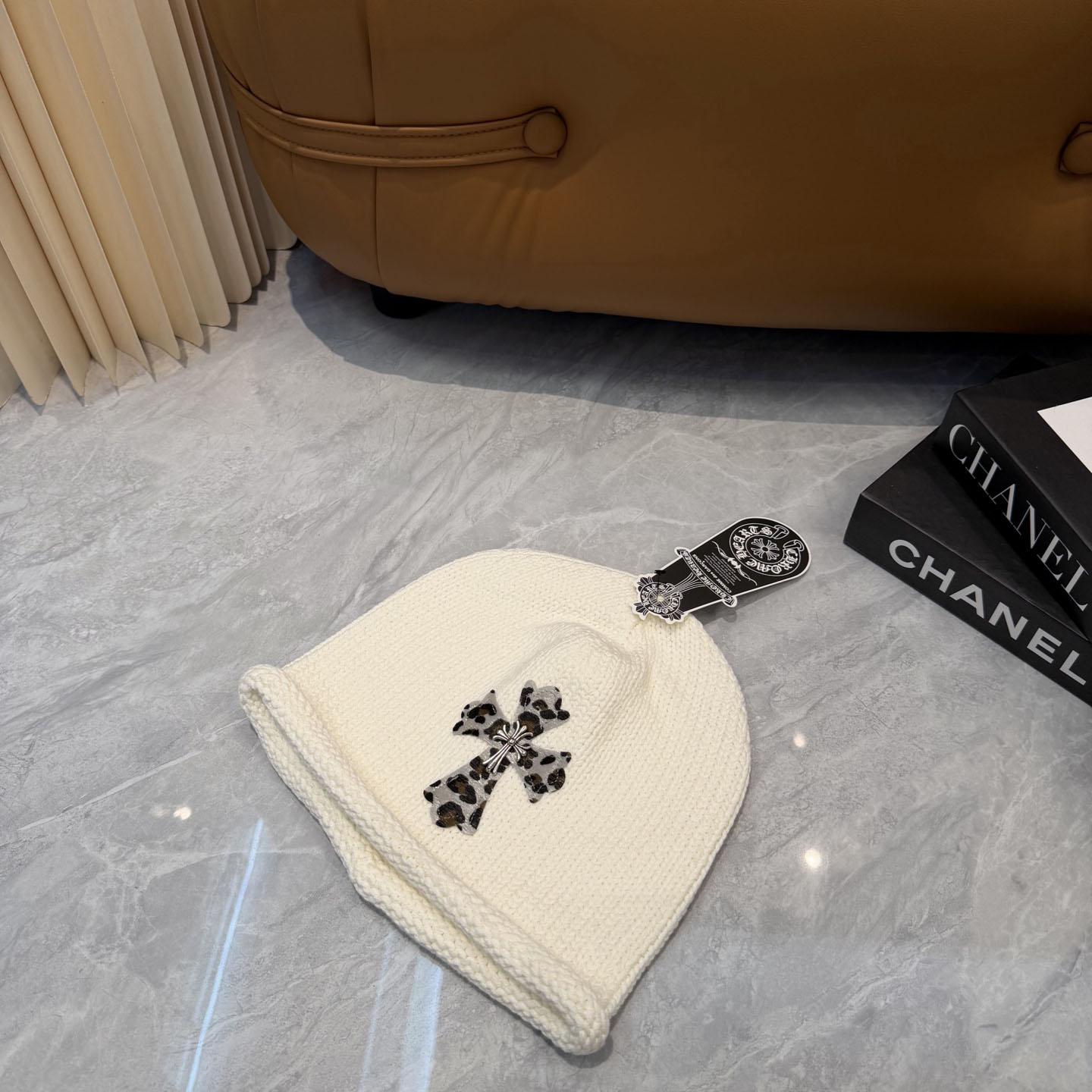 Chrome Heart Cross Patch Knit Beanie - DesignerGu