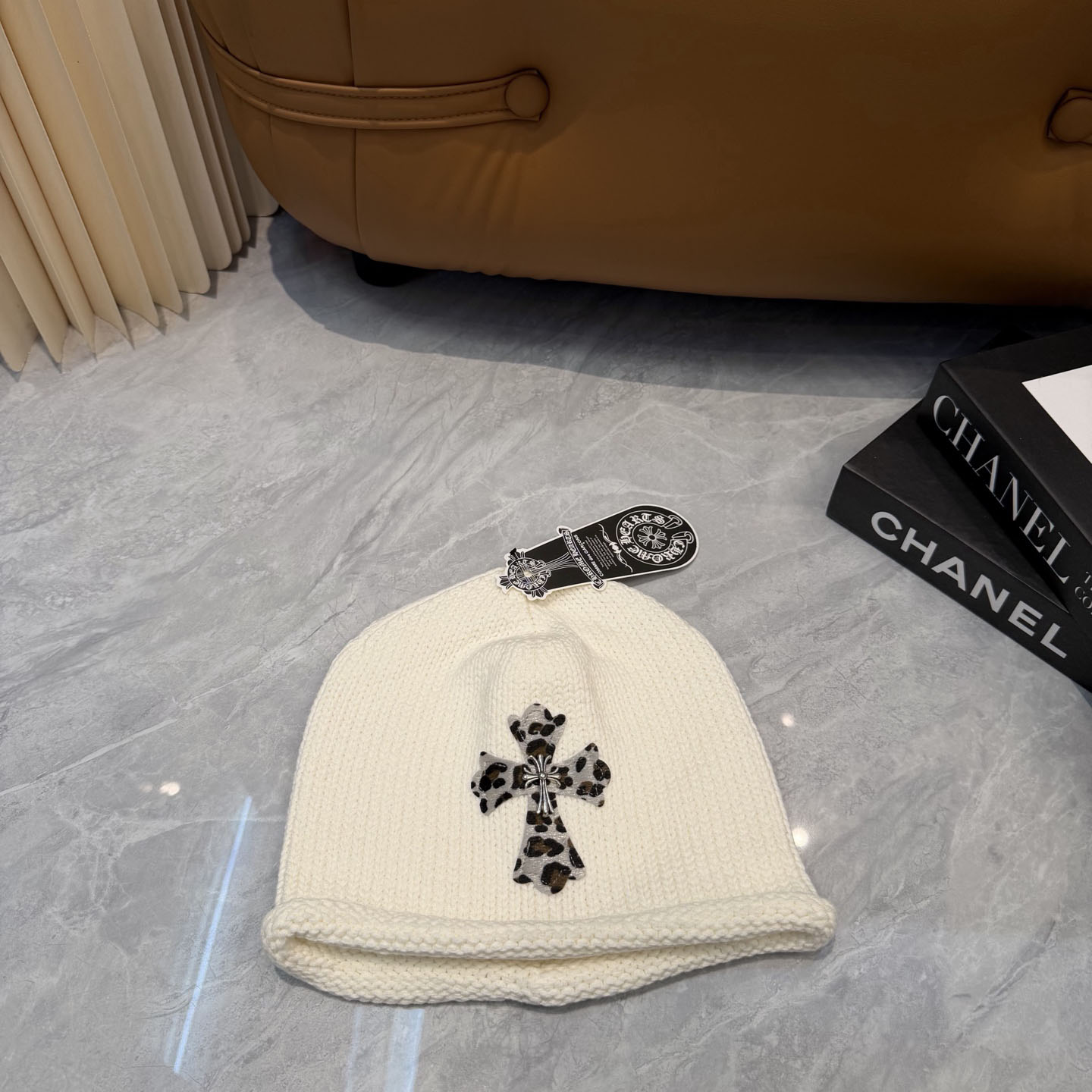 Chrome Heart Cross Patch Knit Beanie - DesignerGu