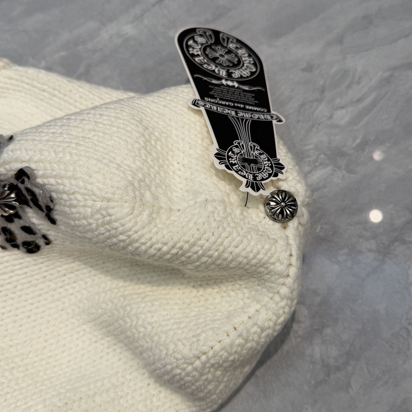 Chrome Heart Cross Patch Knit Beanie - DesignerGu
