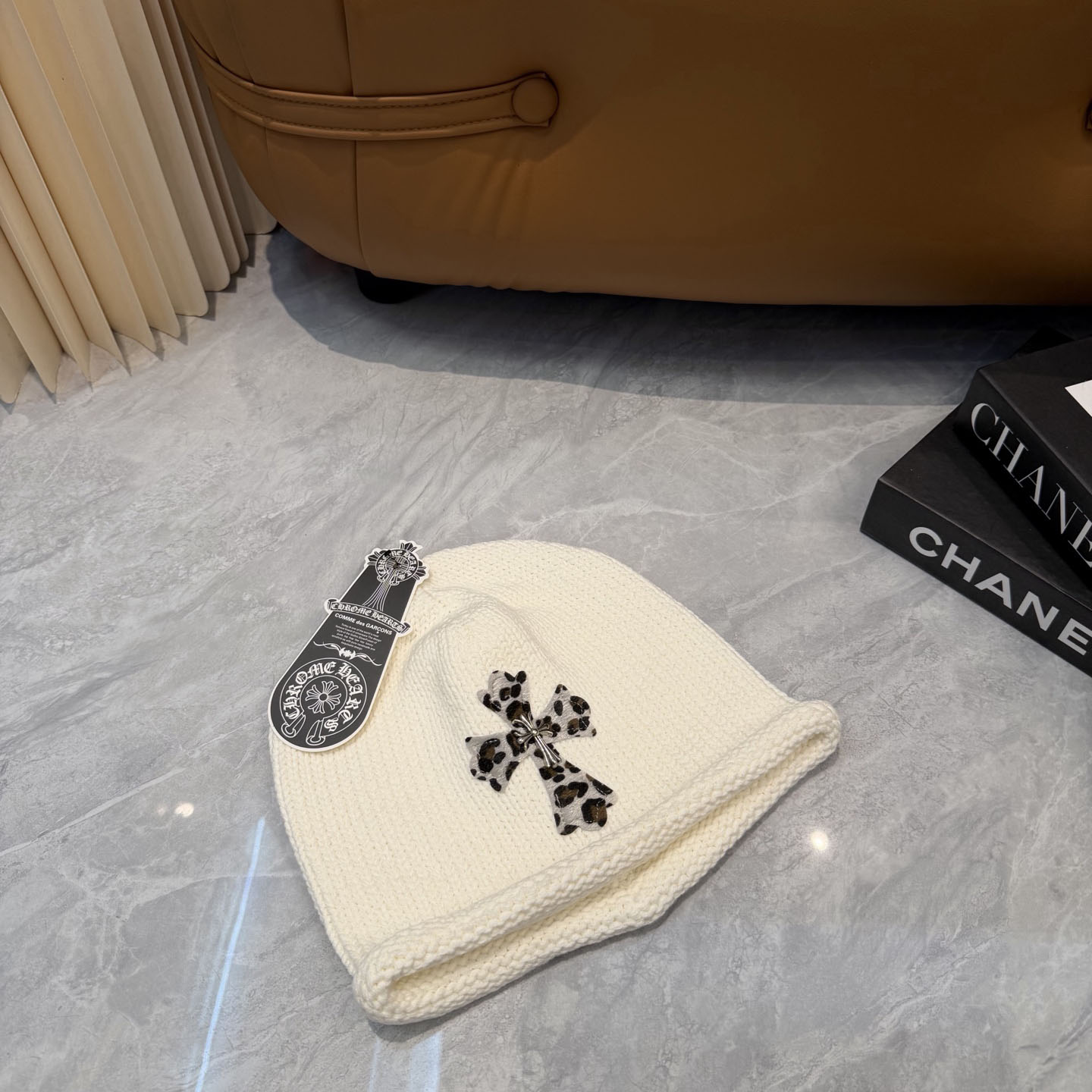 Chrome Heart Cross Patch Knit Beanie - DesignerGu