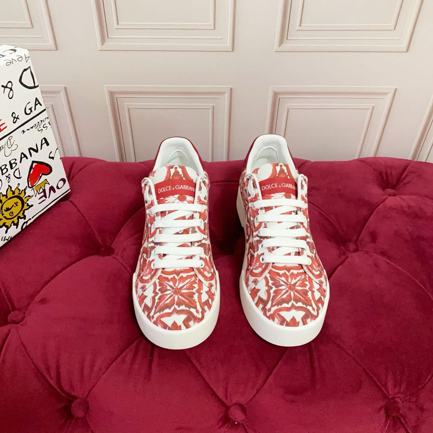 Dolce & Gabbana Majolica-Printed Portofino Sneakers - DesignerGu