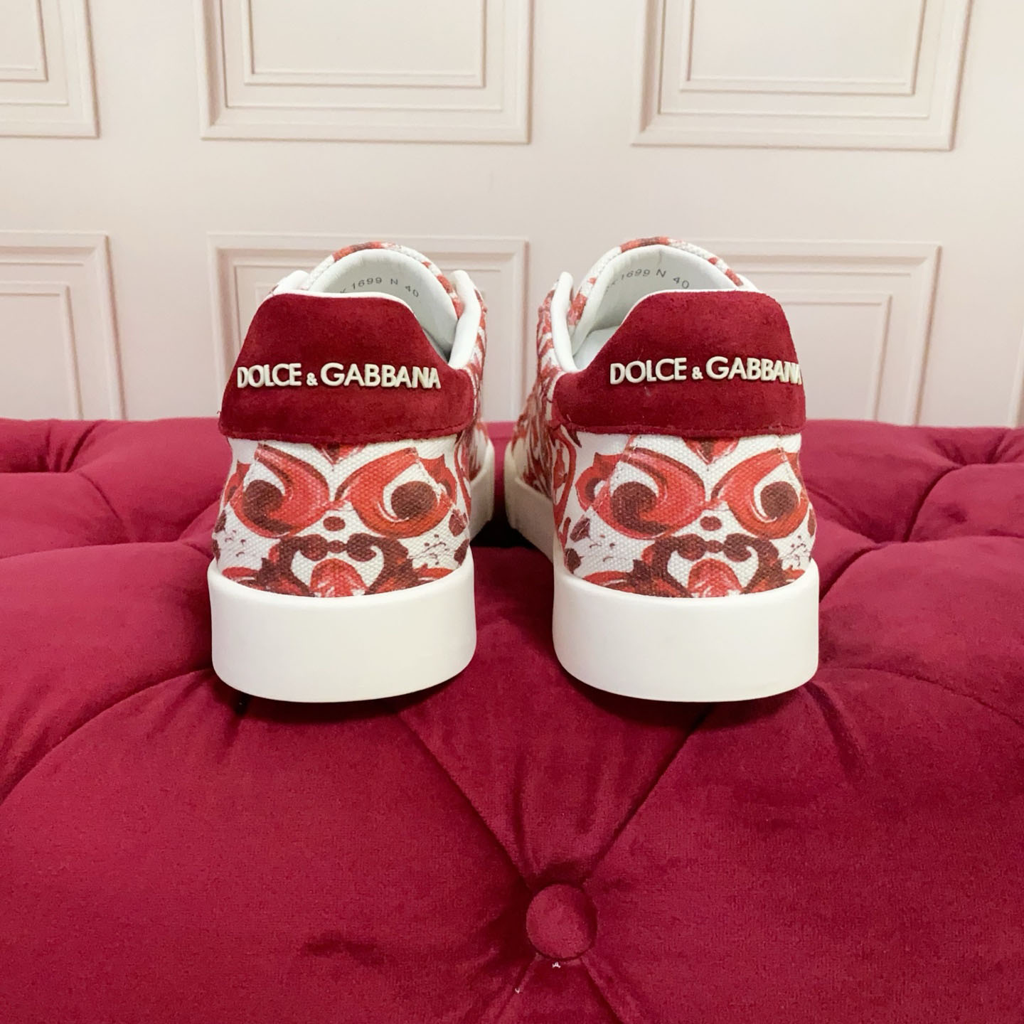 Dolce & Gabbana Majolica-Printed Portofino Sneakers - DesignerGu
