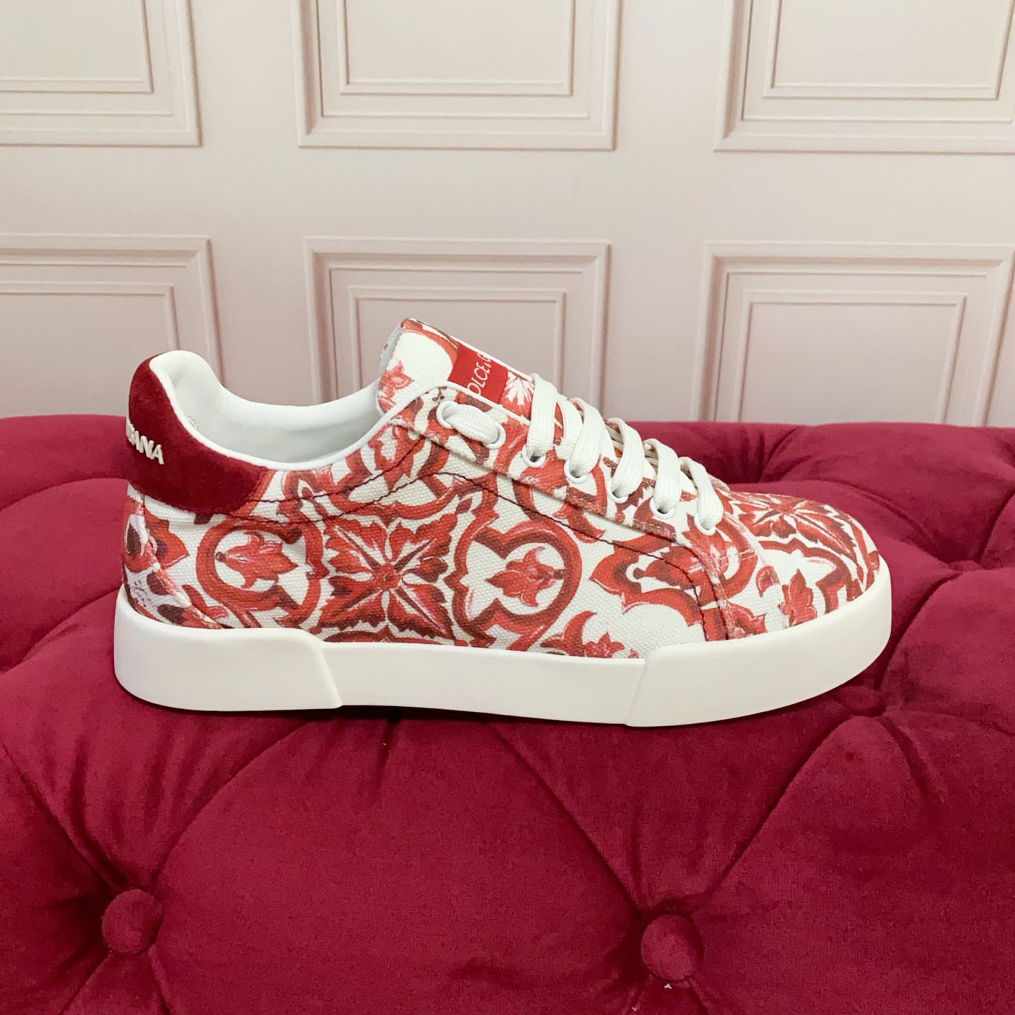 Dolce & Gabbana Majolica-Printed Portofino Sneakers - DesignerGu