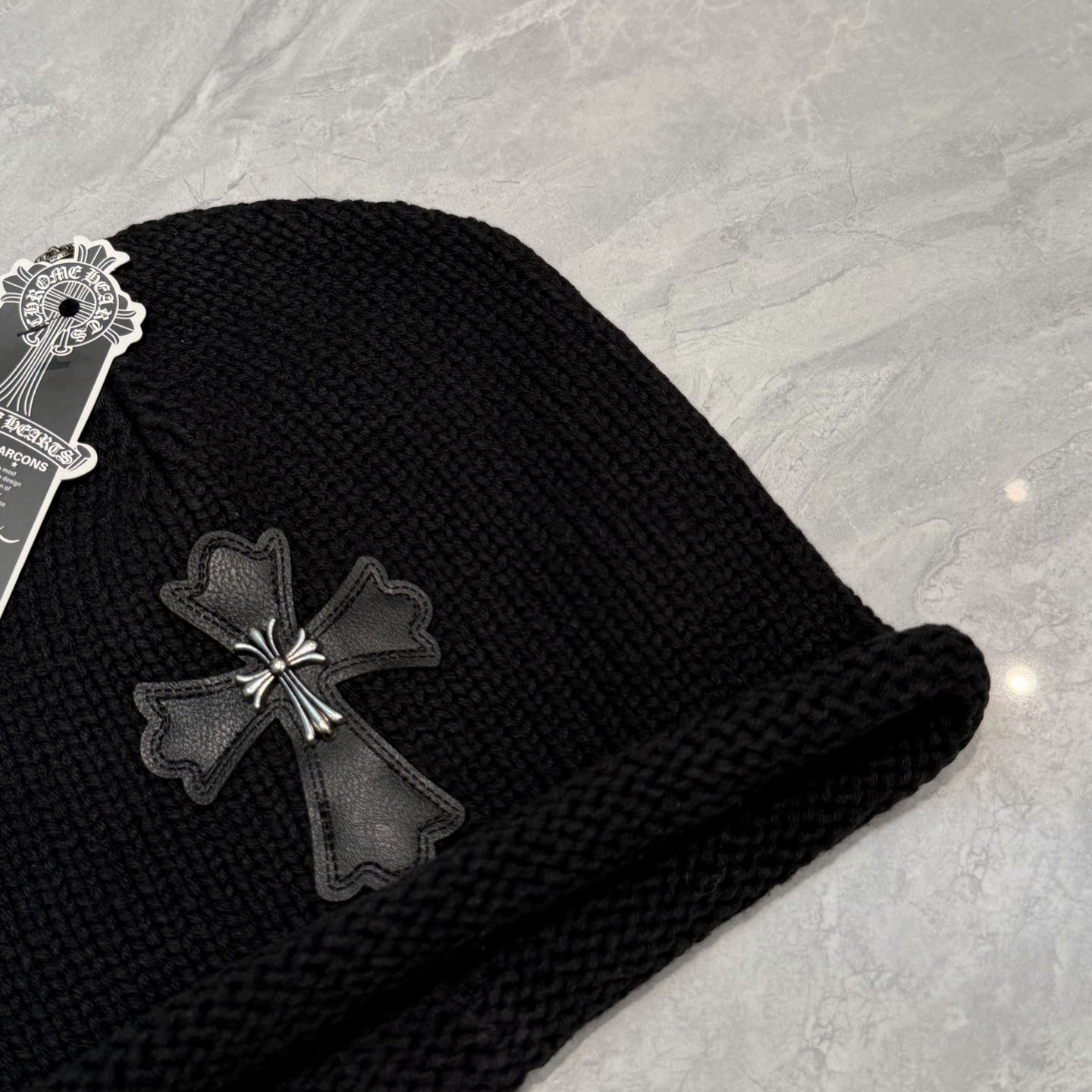 Chrome Heart Cross Patch Knit Beanie - DesignerGu