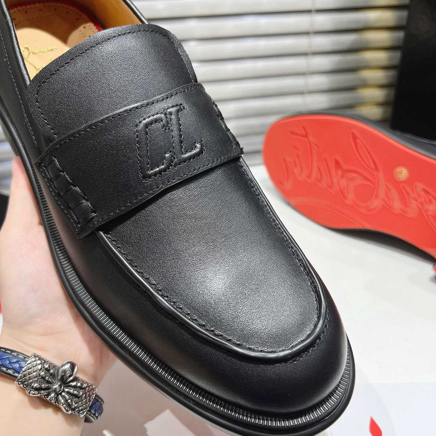 Christian Louboutin Urbino Moc Leather Penny Loafers  - DesignerGu