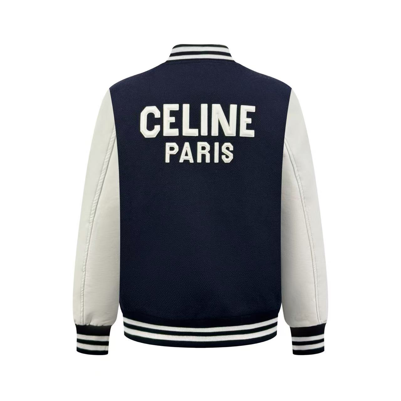 Celine Teddy Varsity Jacket In Textured Wool - DesignerGu