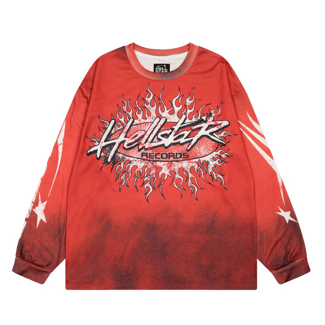 Hellstar Flame Skull Longsleeve Red - DesignerGu