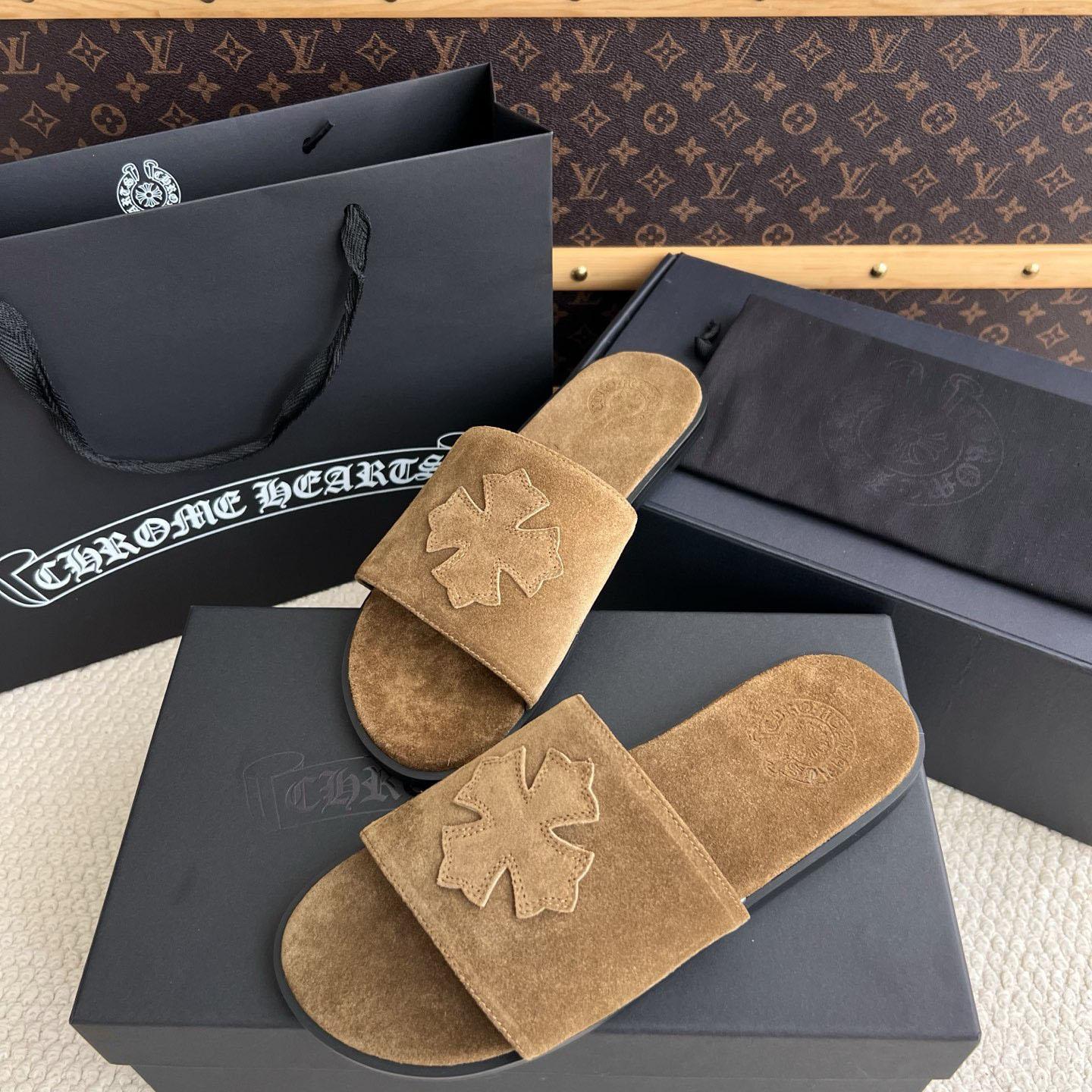 Chrome Hearts Cross Patch Leather Sandals - DesignerGu