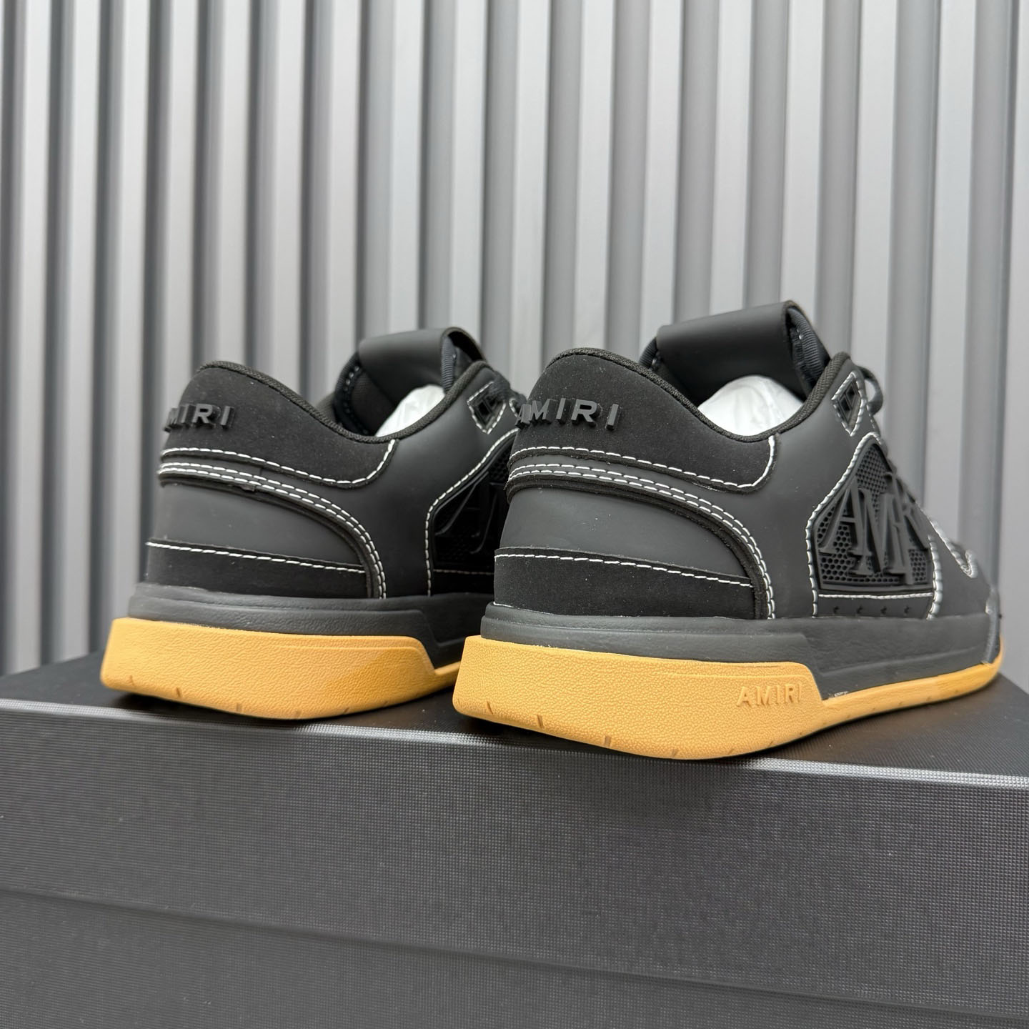 Amiri Logo Leather Low-Top Sneakers - DesignerGu