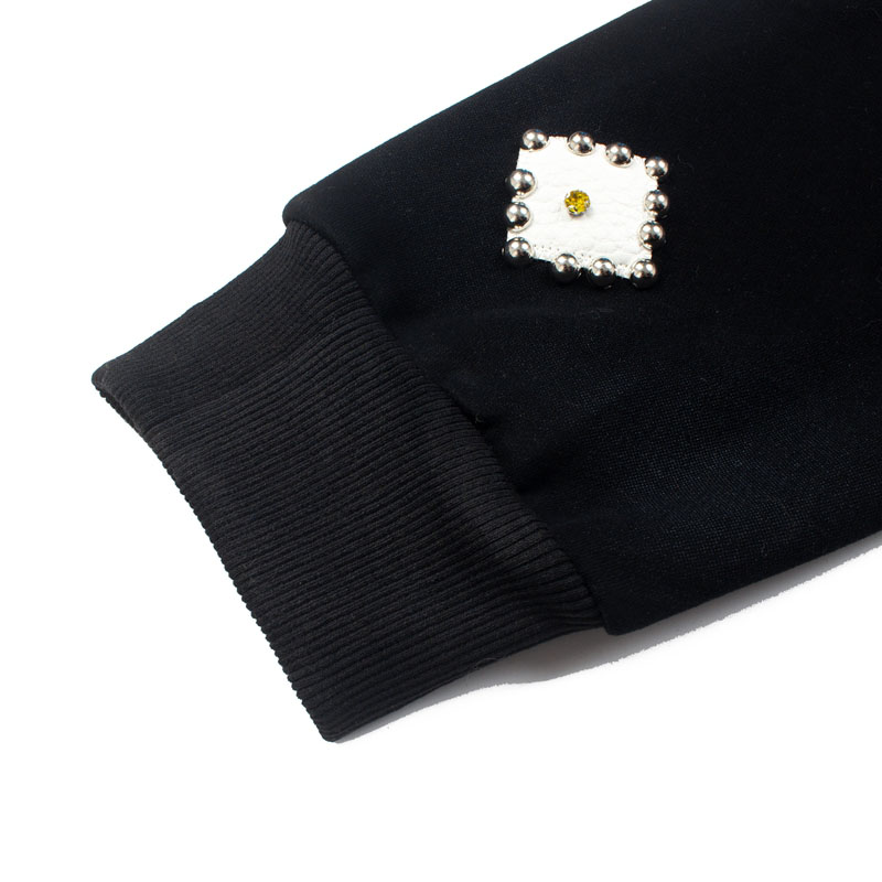 Satoshi Nakamoto Leather Studded Logo Hoodie - DesignerGu
