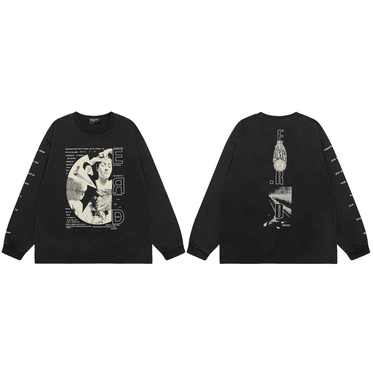 Enfants Riches Déprimés Remember When Long-Sleeve T-Shirt 'Faded Black' - DesignerGu