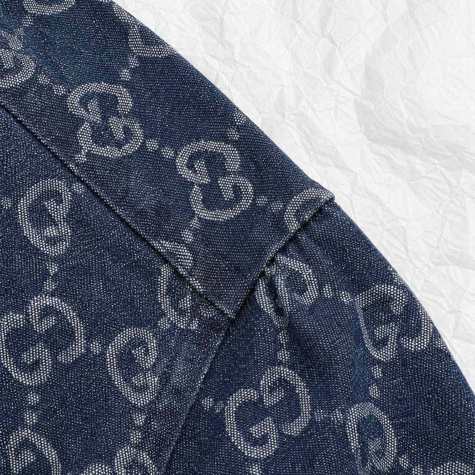 Gucci  GG Cotton Denim Jacquard Shirt - DesignerGu