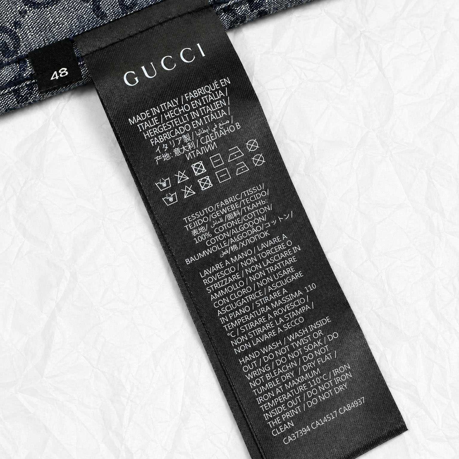 Gucci  GG Cotton Denim Jacquard Shirt - DesignerGu