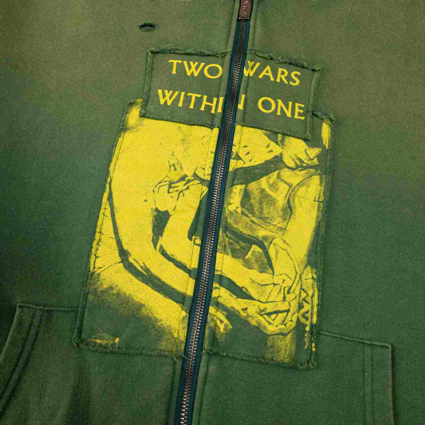 Enfants Riches Déprimés Two Wars Within One Assemblage Zip Hoodie 'Gardener Green' - DesignerGu