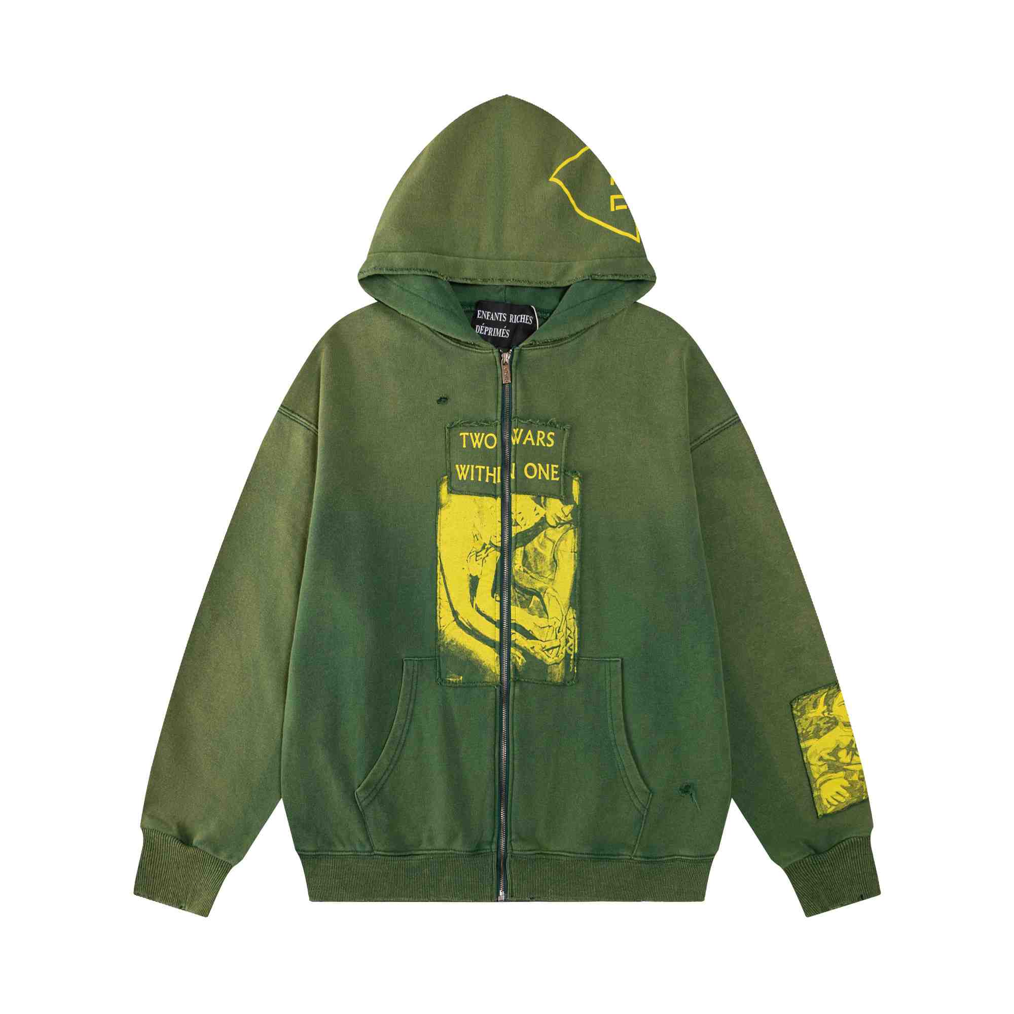 Enfants Riches Déprimés Two Wars Within One Assemblage Zip Hoodie 'Gardener Green' - DesignerGu