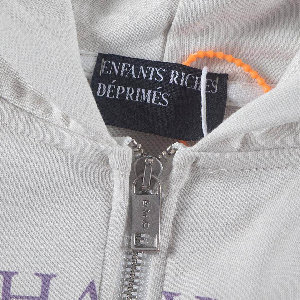 Enfants Riches Déprimés I Still Have Hope Printed Cotton-Jersey Zip-Up Hoodie - Neutrals - DesignerGu