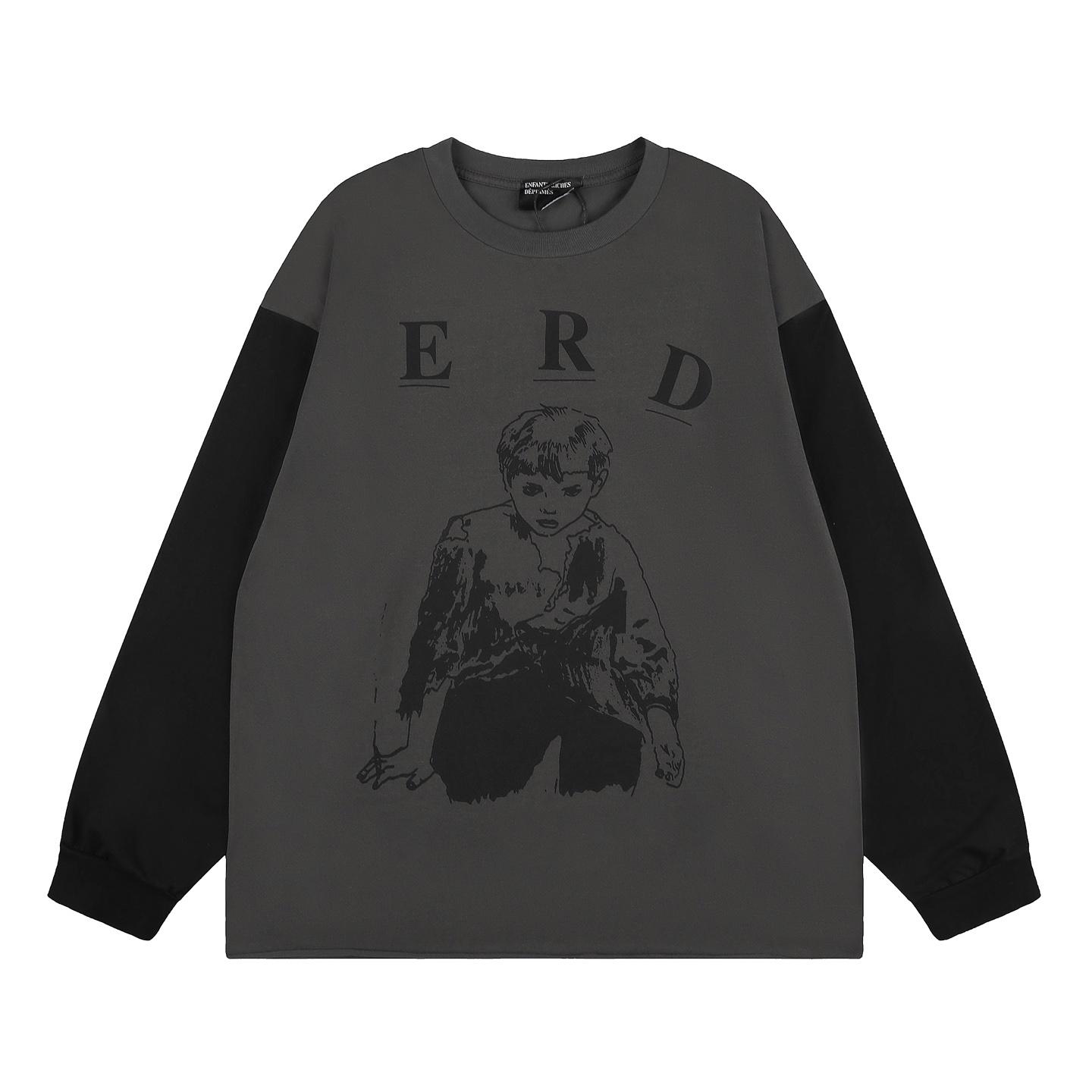 Enfants Riches Déprimés Grey And Black Printed Long Sleeve T-Shirt - DesignerGu