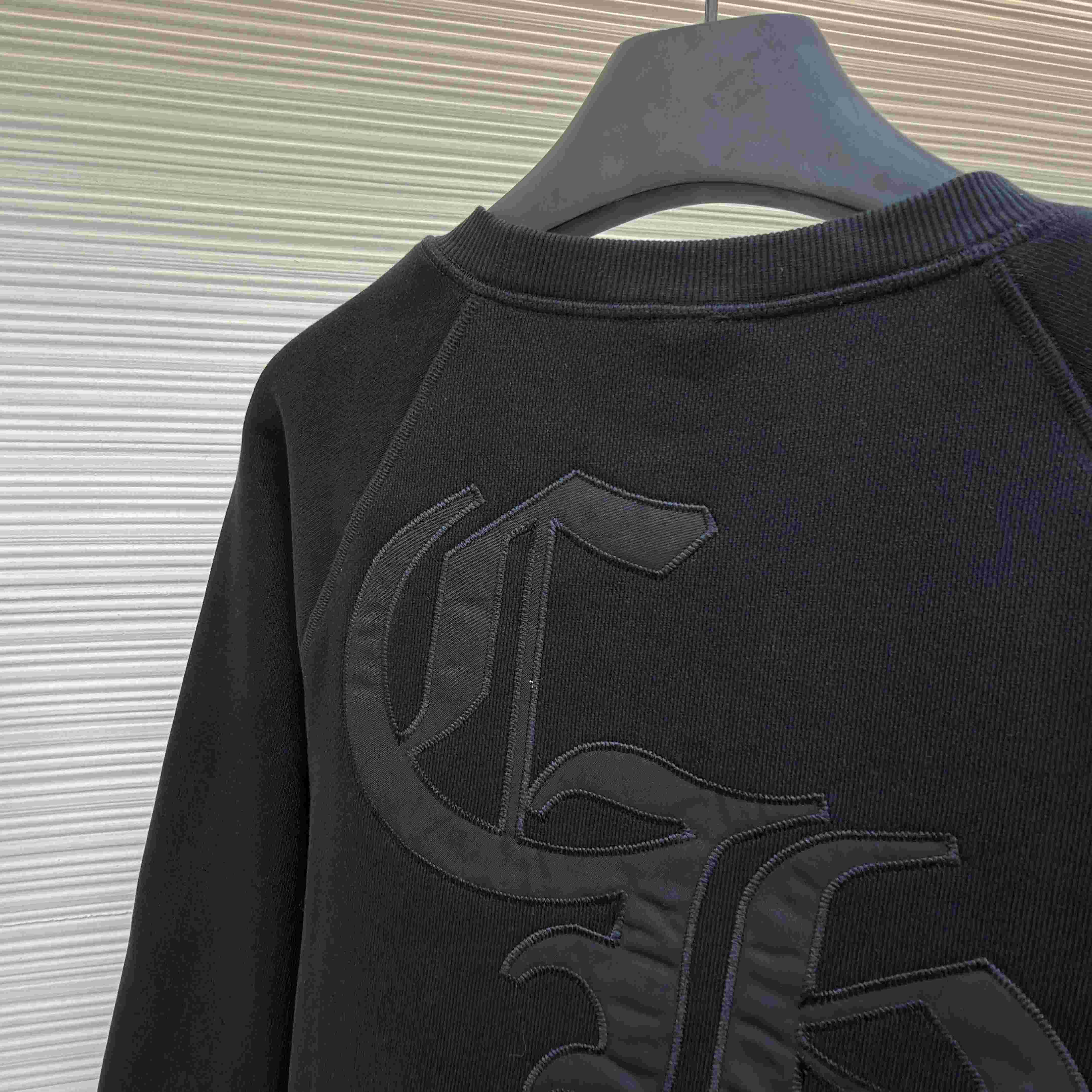 Chrome Hearts  CH Cross Leather Patch Black Sweatshirt - DesignerGu