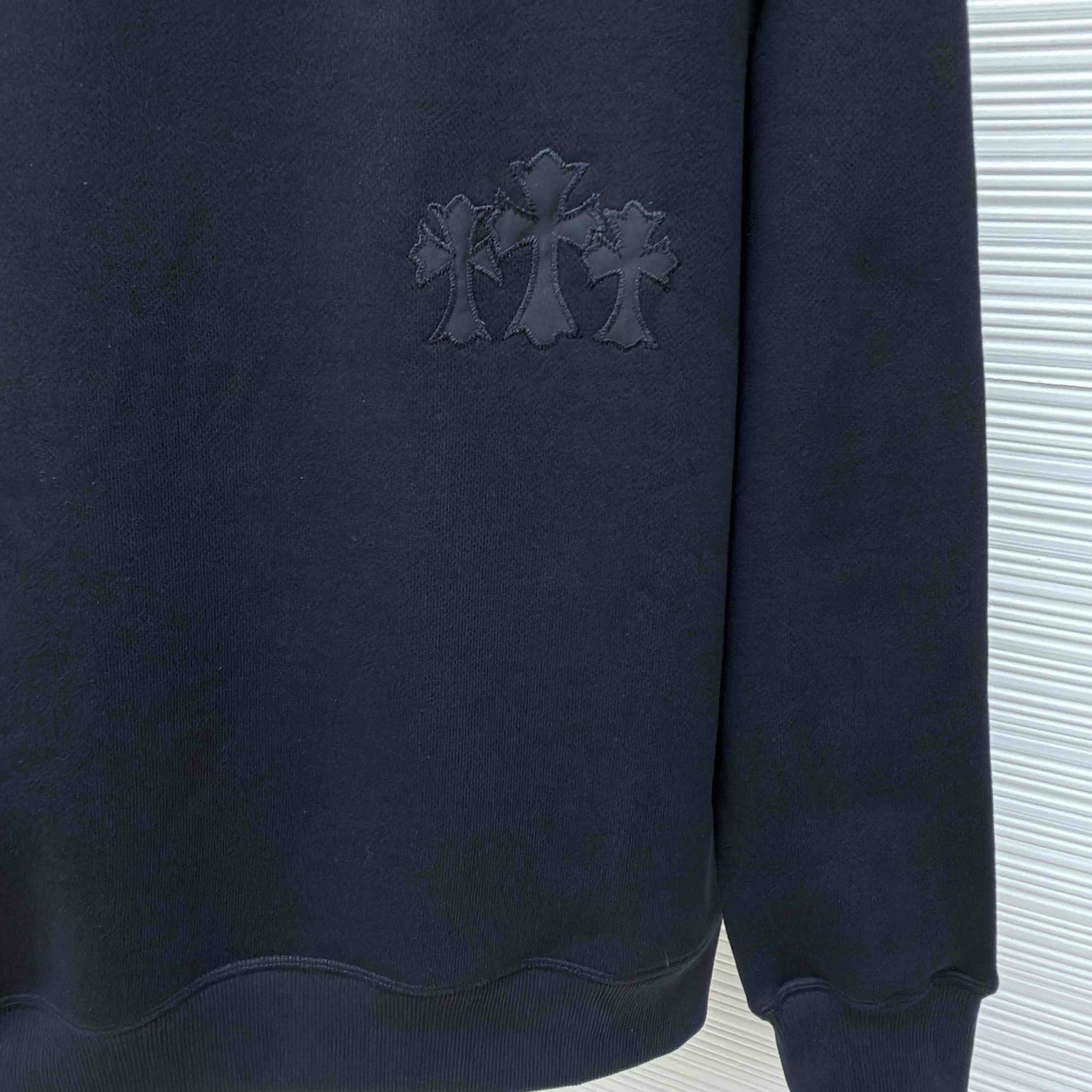 Chrome Hearts  CH Cross Leather Patch Black Sweatshirt - DesignerGu