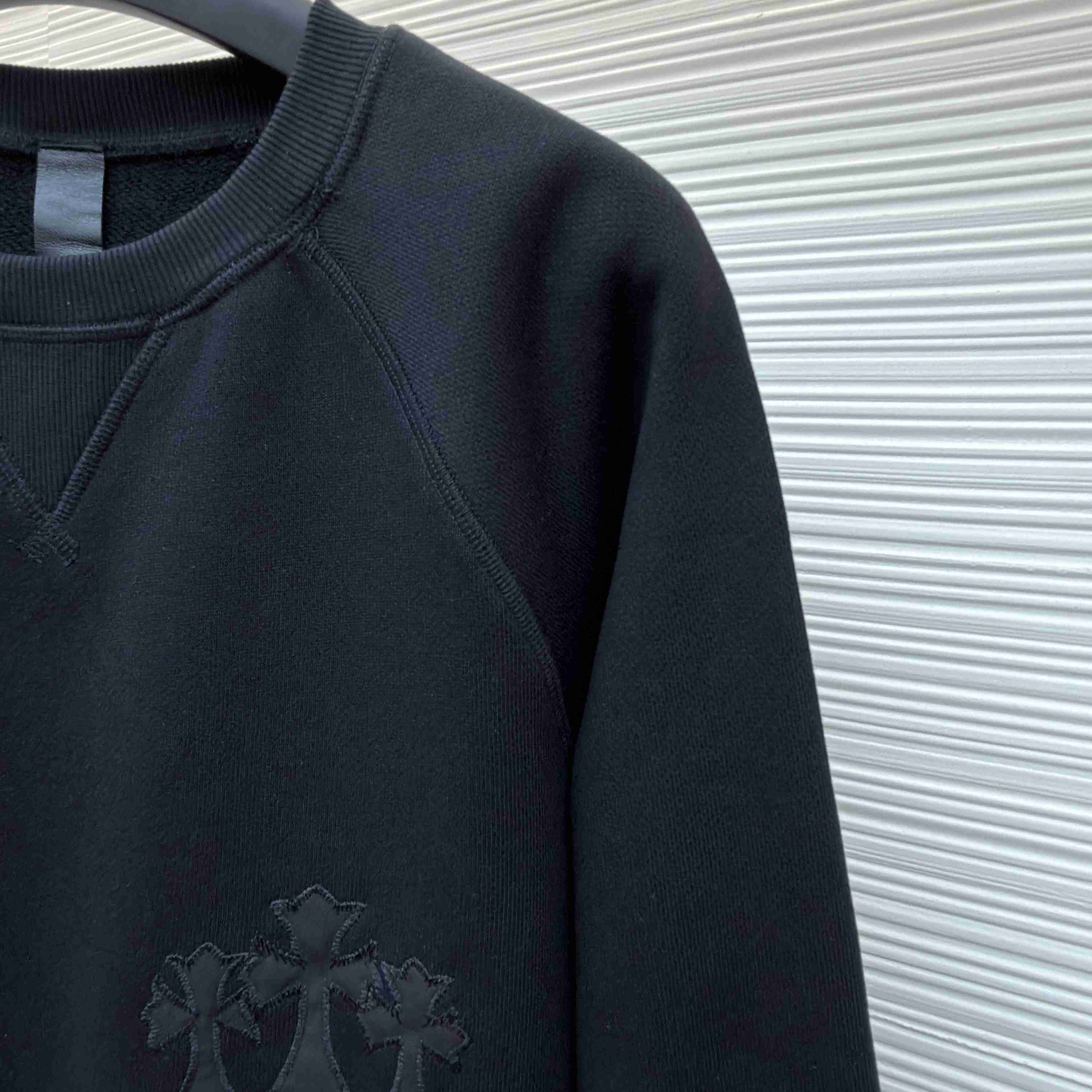 Chrome Hearts  CH Cross Leather Patch Black Sweatshirt - DesignerGu