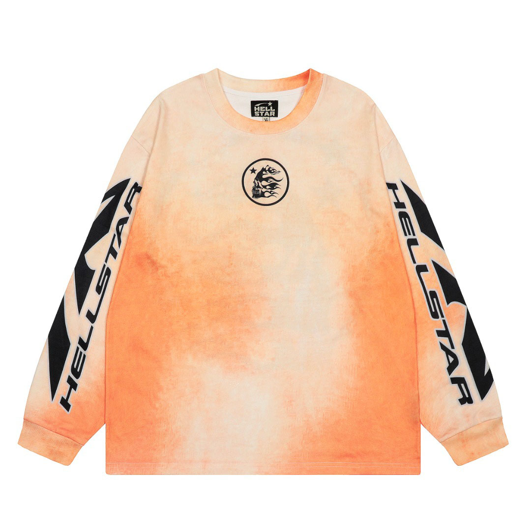 Hellstar Skull Fade Longsleeve Orange - DesignerGu