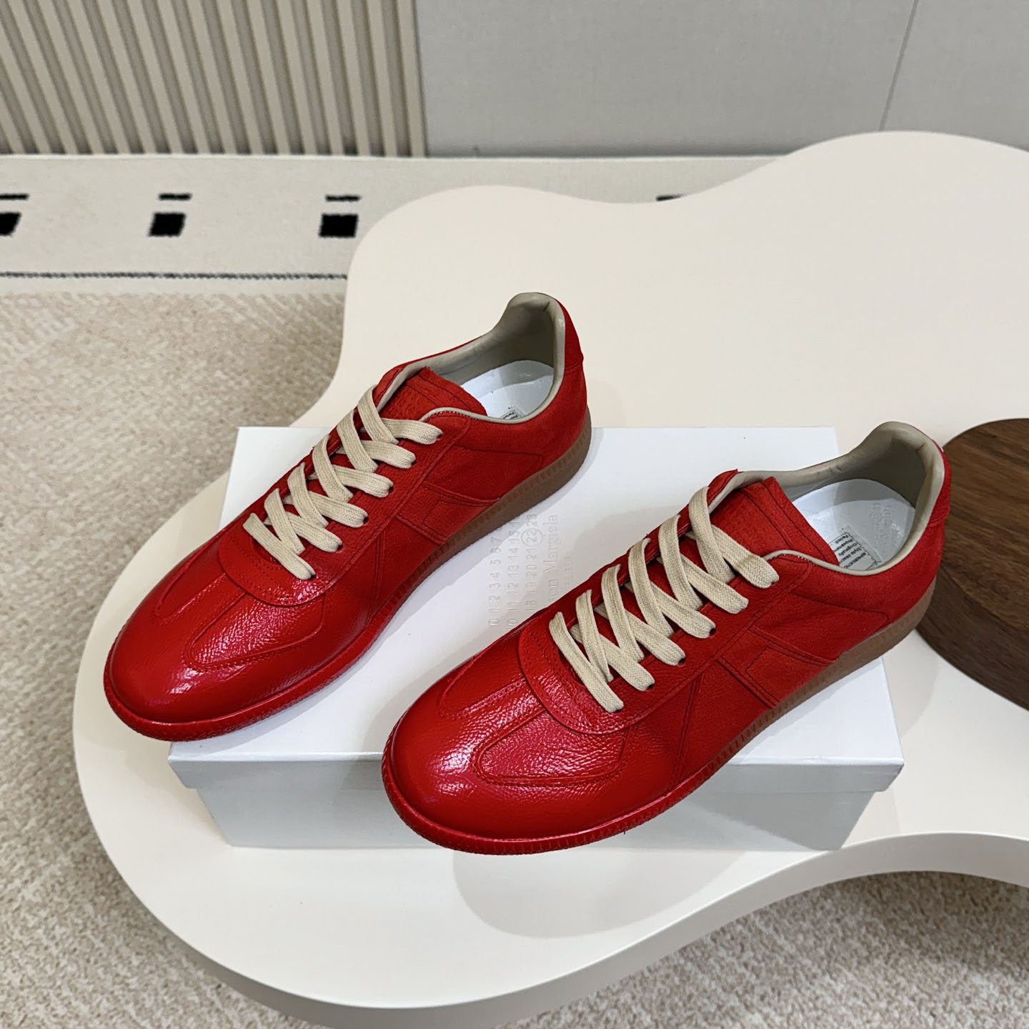 Maison Margiela Replica Sprayed Leather Low-Top Sneakers - DesignerGu