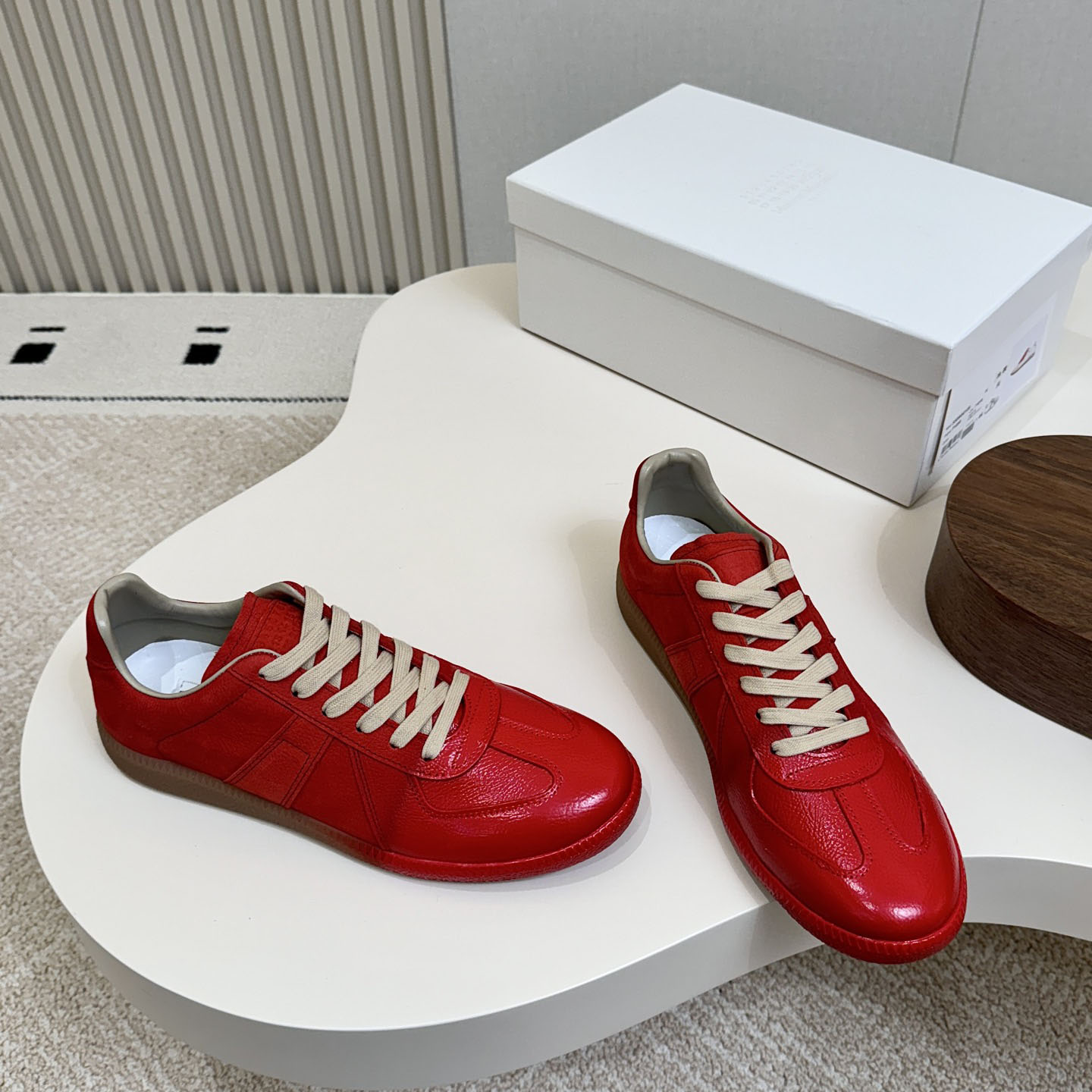 Maison Margiela Replica Sprayed Leather Low-Top Sneakers - DesignerGu