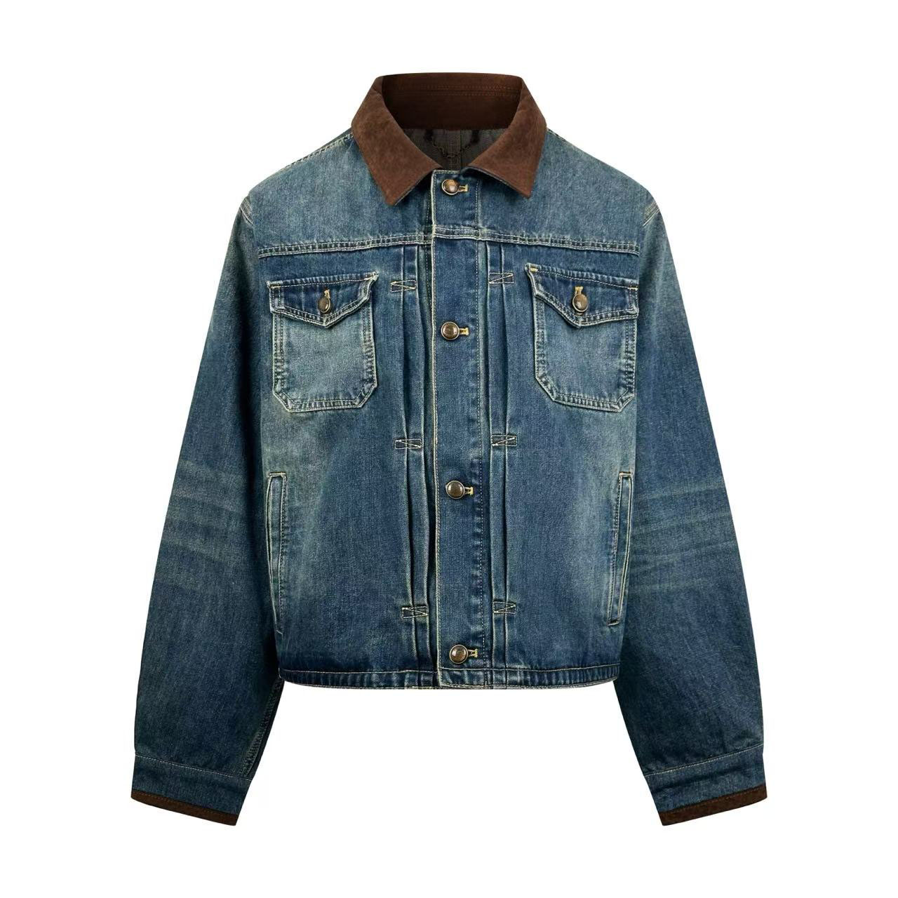 Louis Vuitton Denim Jacket With Leather Signature Details 1AJUYY - DesignerGu