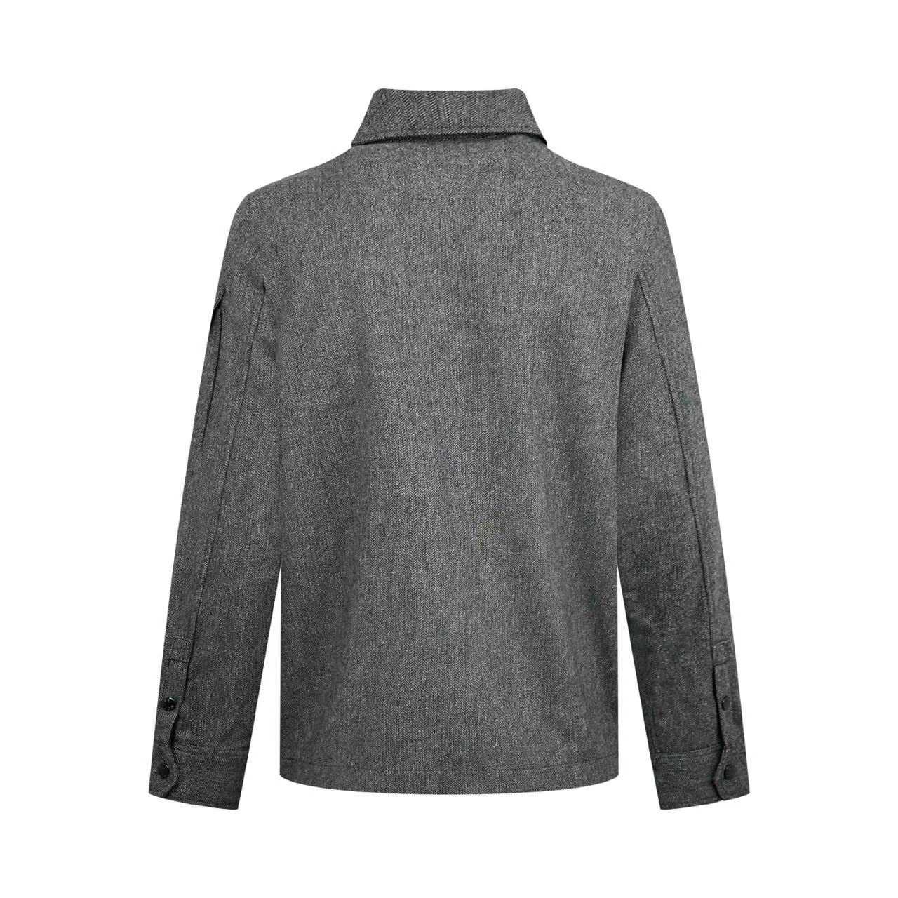 Moncler Herringbone Wool Blend Zip-Up Shirt Jacket - DesignerGu