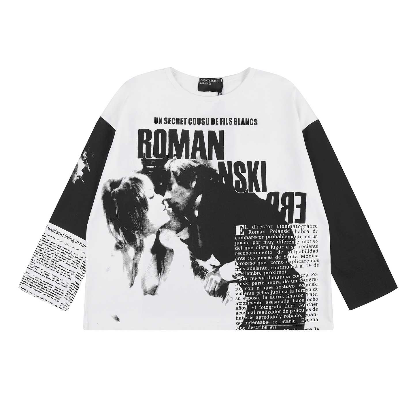 Enfants Riches Déprimés Roman Oversized Long-Sleeve T-Shirt 'Faded White/Black' - DesignerGu