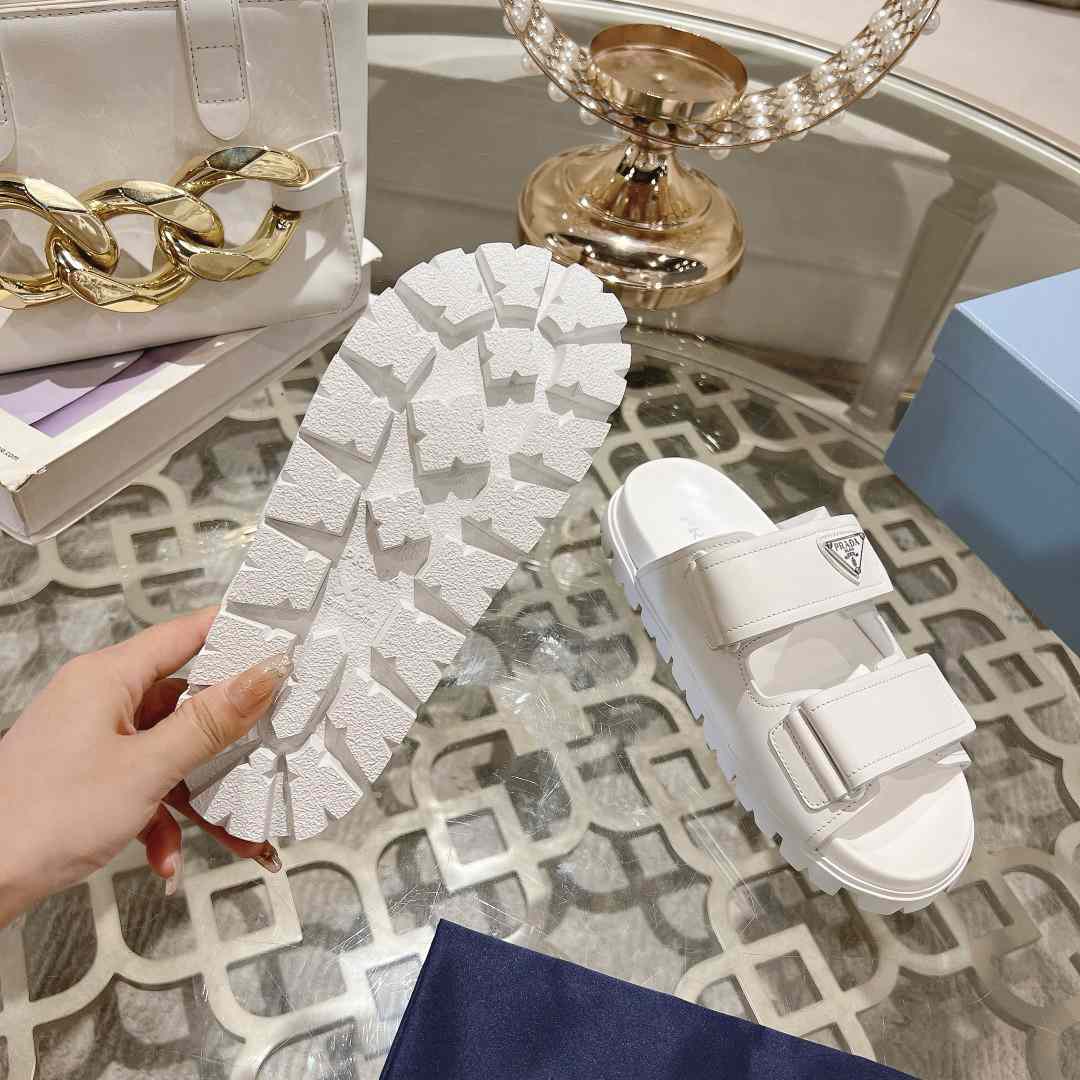 Prada Leather Strap Slides - DesignerGu