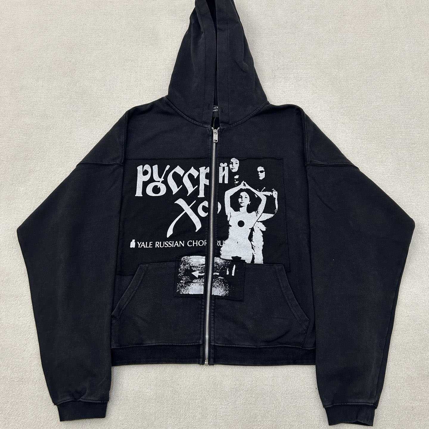 Enfants Riches Déprimés Russian Chorus Zip Hoodie 'Faded Black' - DesignerGu